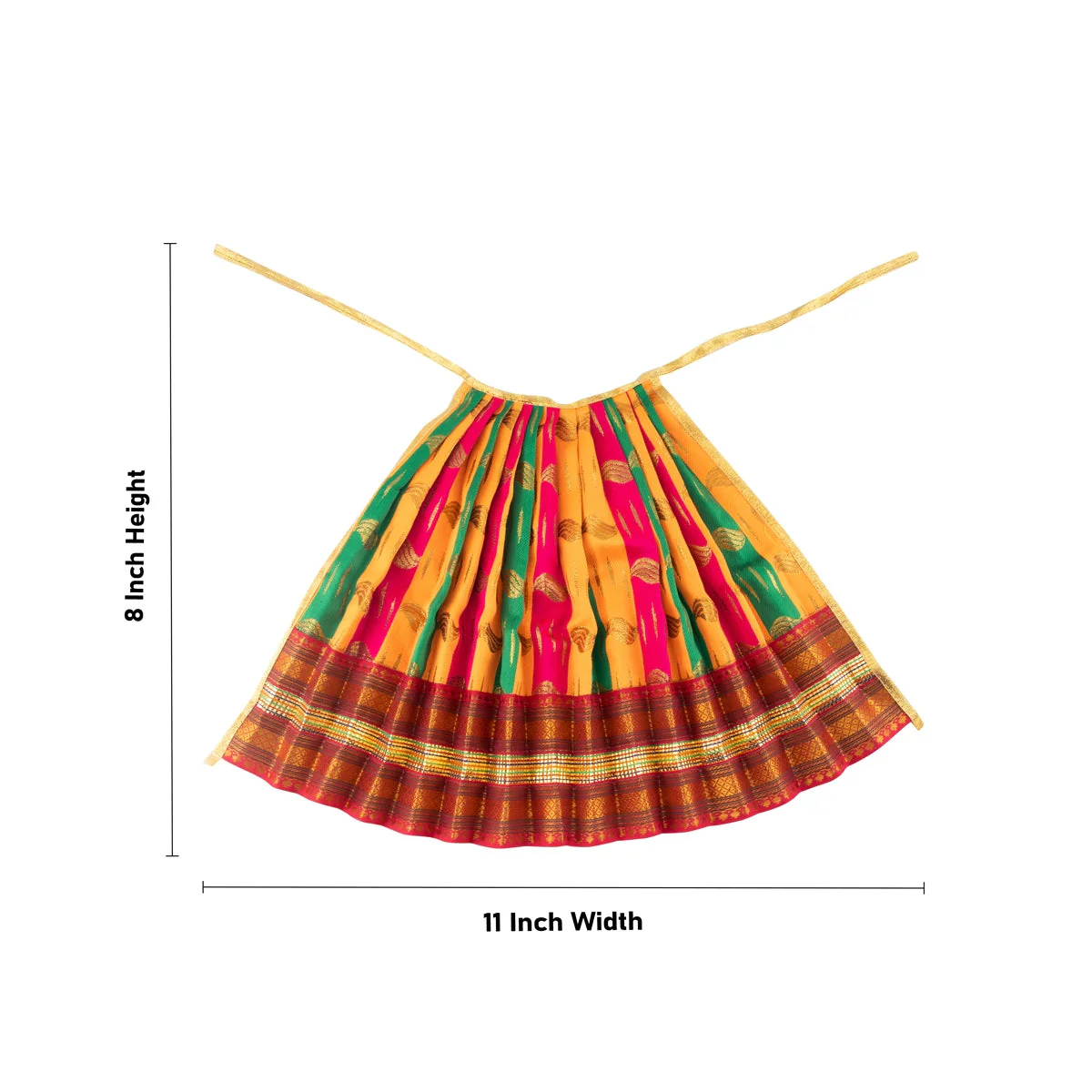 Amman Pavadai - 6 x 11 Inches | Mata Dress/ Satin With Jari Border Devi Vastra for Deity - Image 2