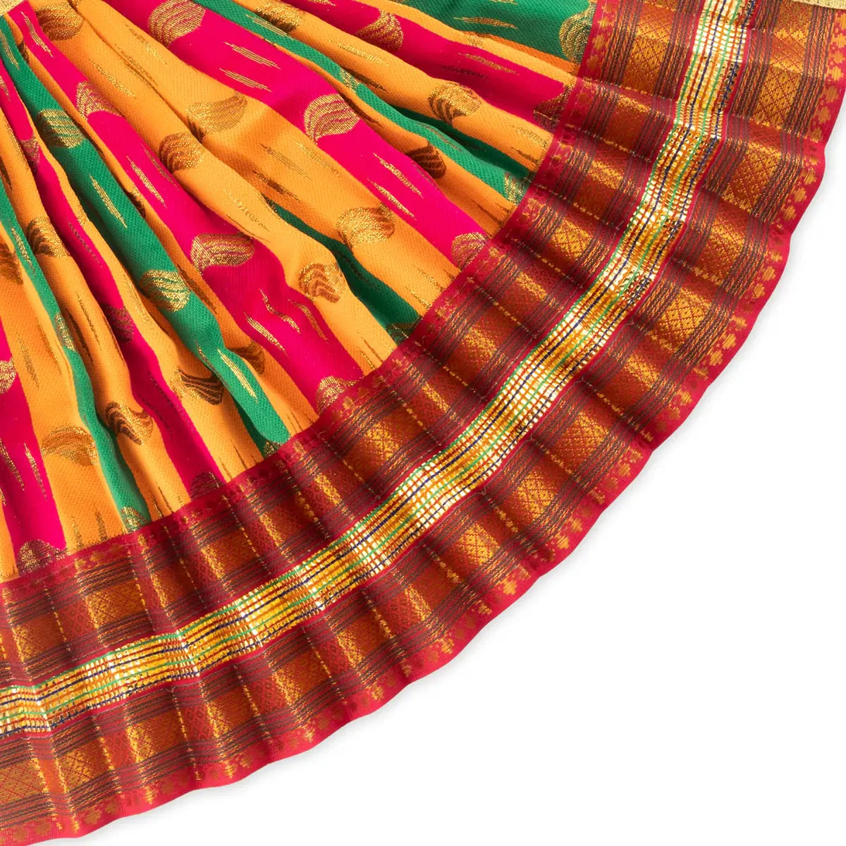 Amman Pavadai - 6 x 11 Inches | Mata Dress/ Satin With Jari Border Devi Vastra for Deity - Image 3