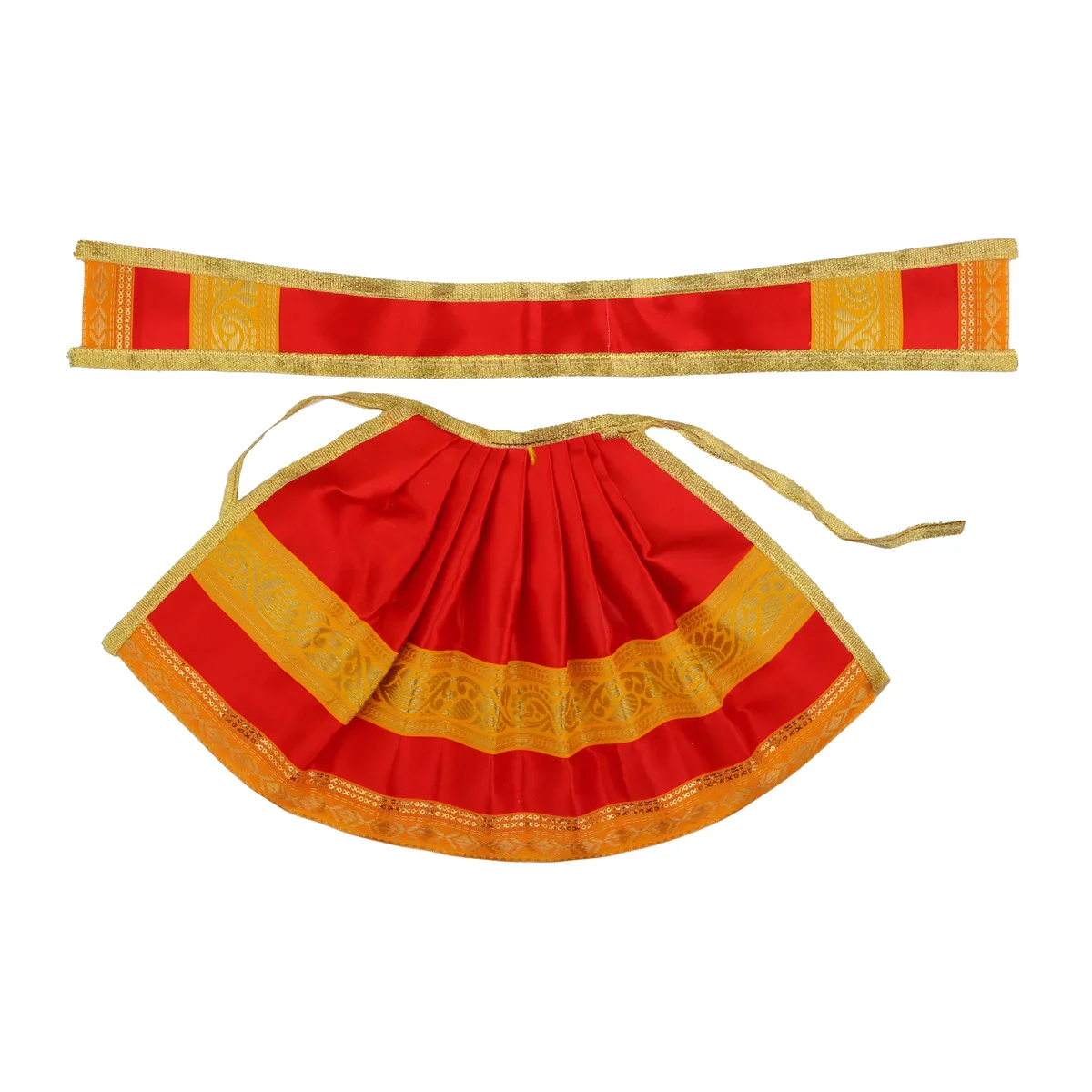 Amman Pavadai - 7 x 13 Inches | Satin Apoorva with Jari Border Devi Dress/ Mata Poshak for Deity - Image 3