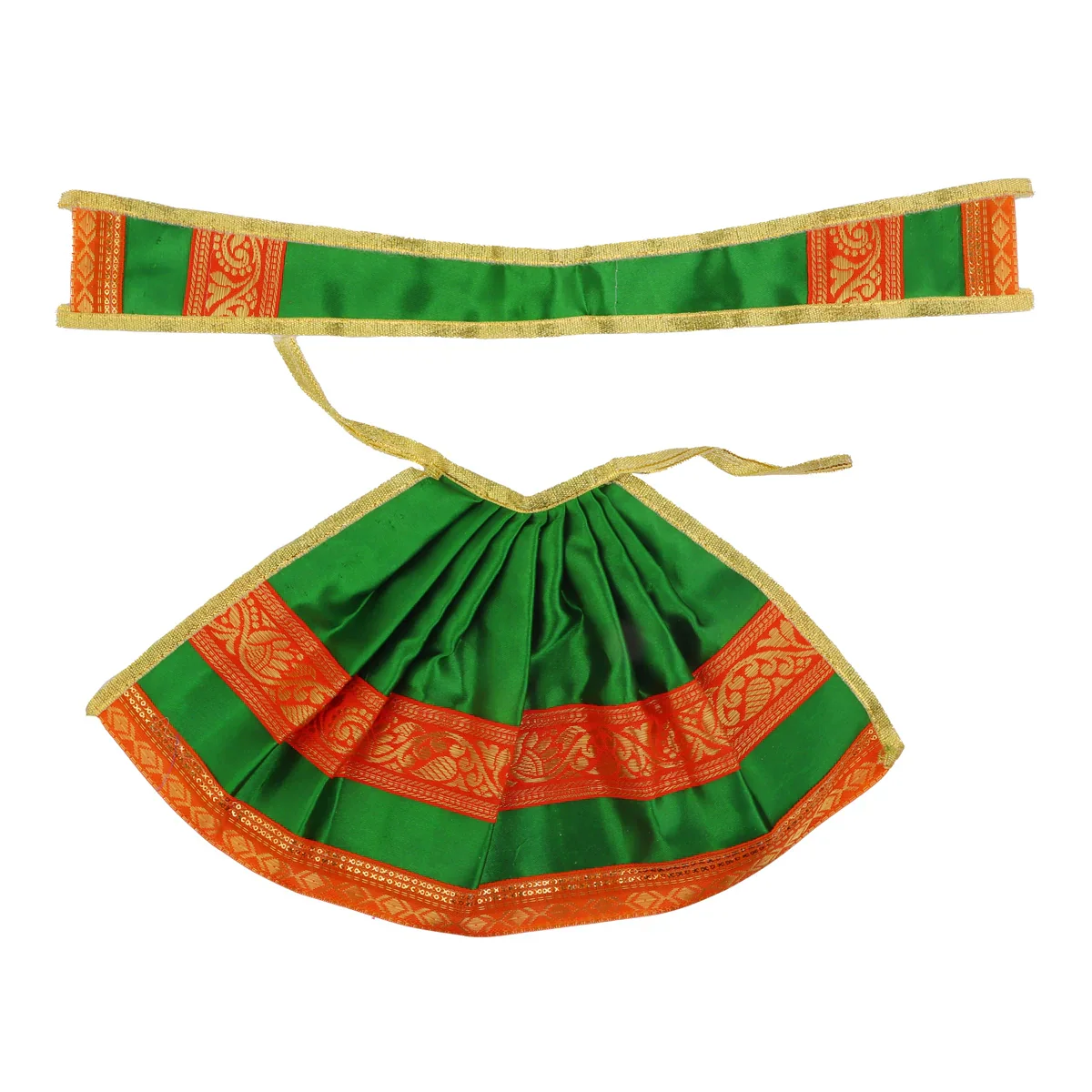Amman Pavadai - 7 x 13 Inches | Satin Apoorva with Jari Border Devi Dress/ Mata Poshak for Deity - Image 4