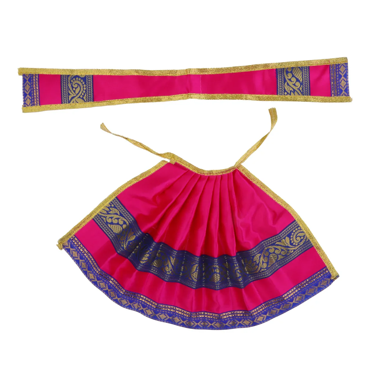Amman Pavadai - 7 x 13 Inches | Satin Apoorva with Jari Border Devi Dress/ Mata Poshak for Deity - Image 5