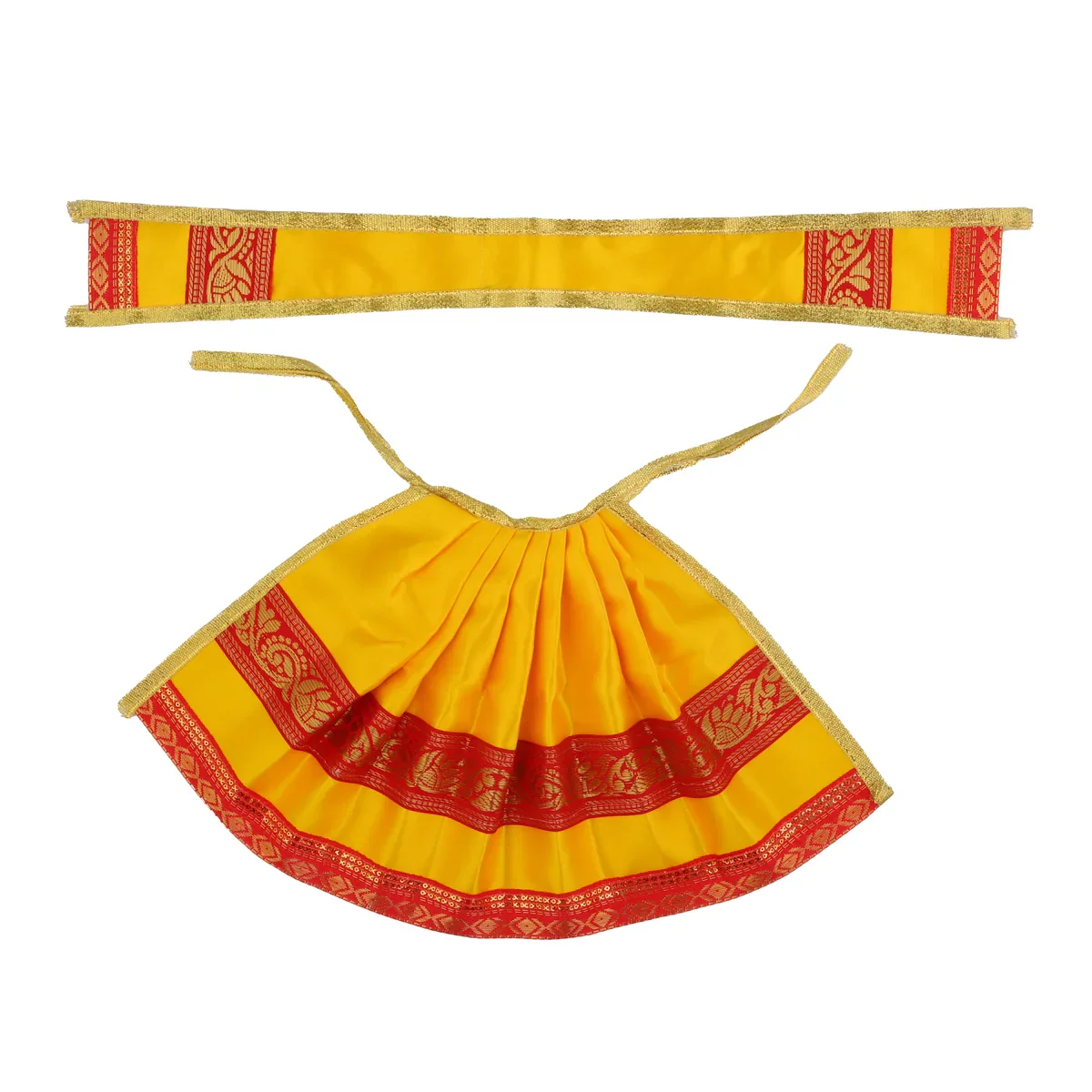 Amman Pavadai - 7 x 13 Inches | Satin Apoorva with Jari Border Devi Dress/ Mata Poshak for Deity - Image 6