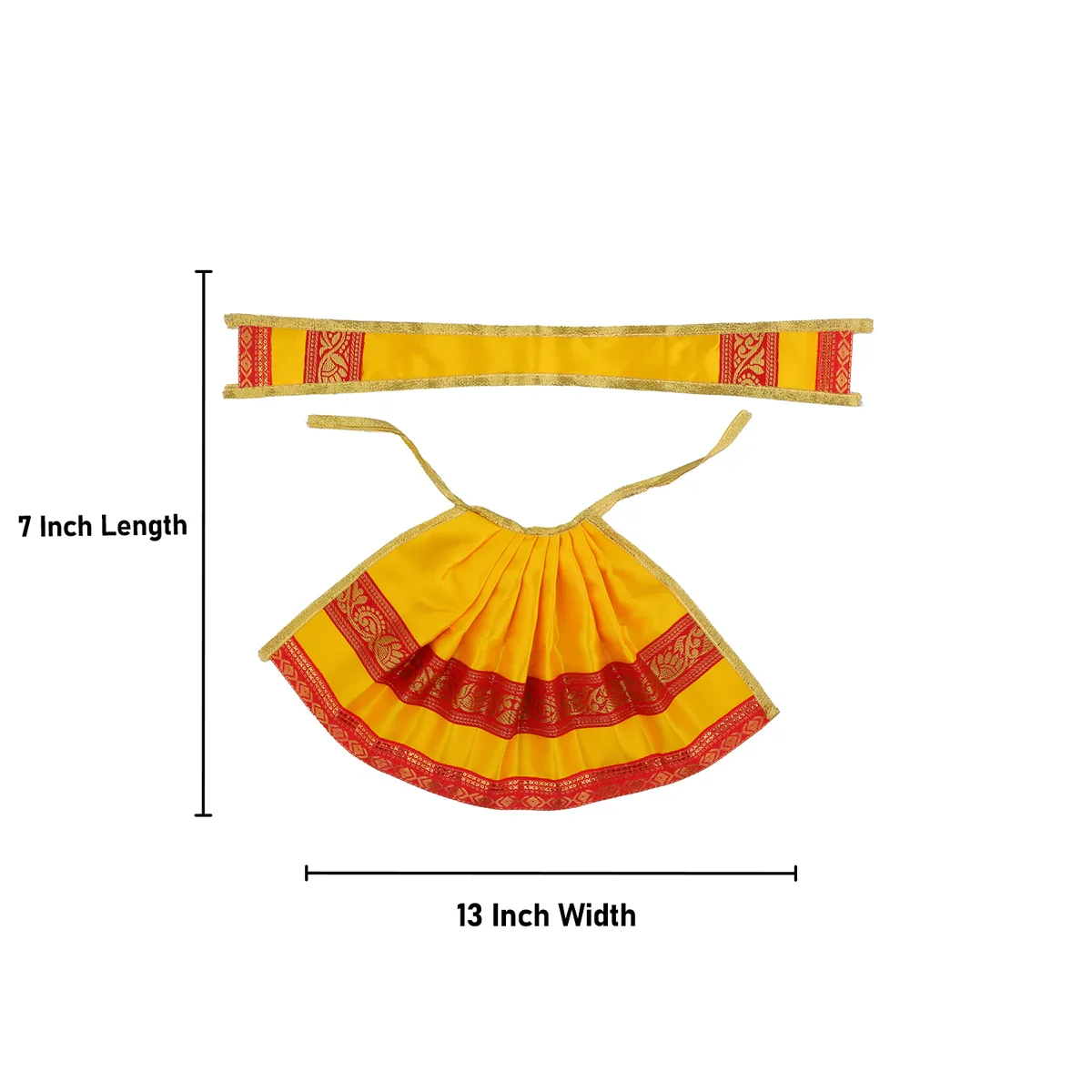 Amman Pavadai - 7 x 13 Inches | Satin Apoorva with Jari Border Devi Dress/ Mata Poshak for Deity - Image 7