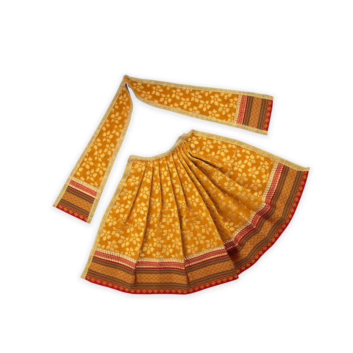 Devi Vastra - 8 Inches | Satin with Jari Border Lehenga Patka/ Mata Dress for Deity/ Assorted Colour - Image 10