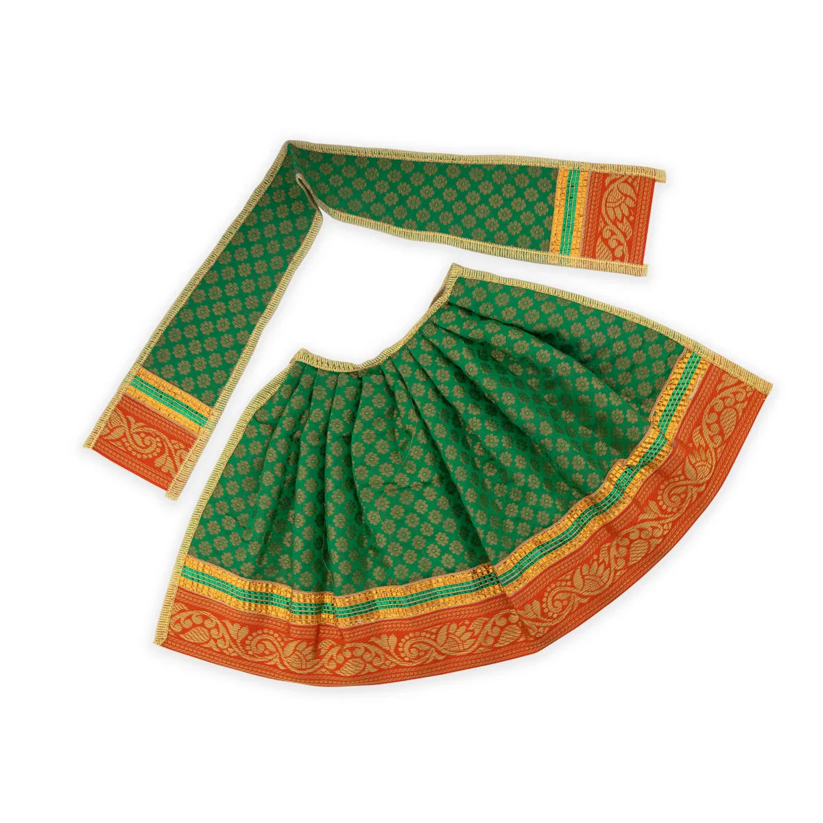 Devi Vastra - 8 Inches | Satin with Jari Border Lehenga Patka/ Mata Dress for Deity/ Assorted Colour - Image 12