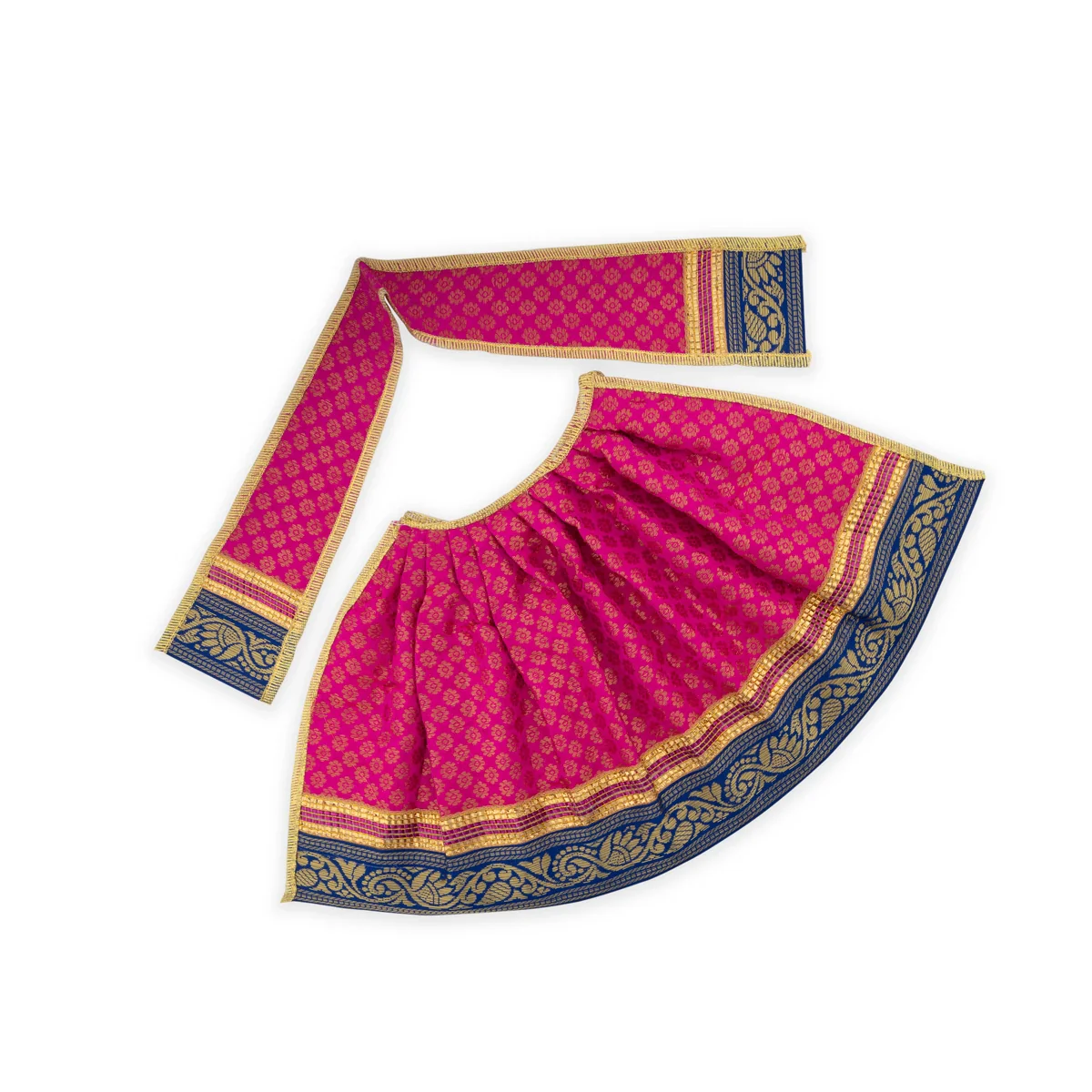 Devi Vastra - 8 Inches | Satin with Jari Border Lehenga Patka/ Mata Dress for Deity/ Assorted Colour - Image 13