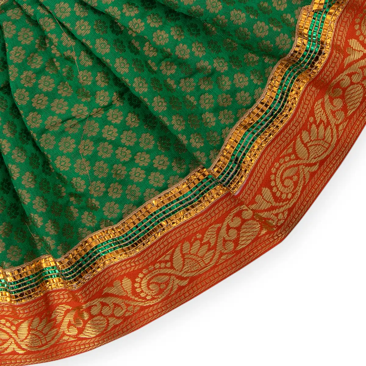 Devi Vastra - 8 Inches | Satin with Jari Border Lehenga Patka/ Mata Dress for Deity/ Assorted Colour - Image 14