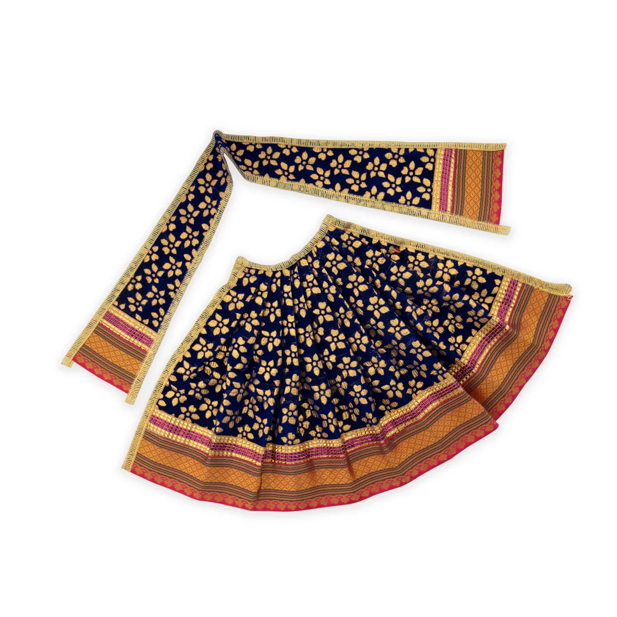 Devi Vastra - 8 Inches | Satin with Jari Border Lehenga Patka/ Mata Dress for Deity/ Assorted Colour - Image 15