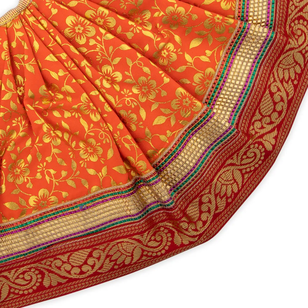 Devi Vastra - 8 Inches | Satin with Jari Border Lehenga Patka/ Mata Dress for Deity/ Assorted Colour - Image 18