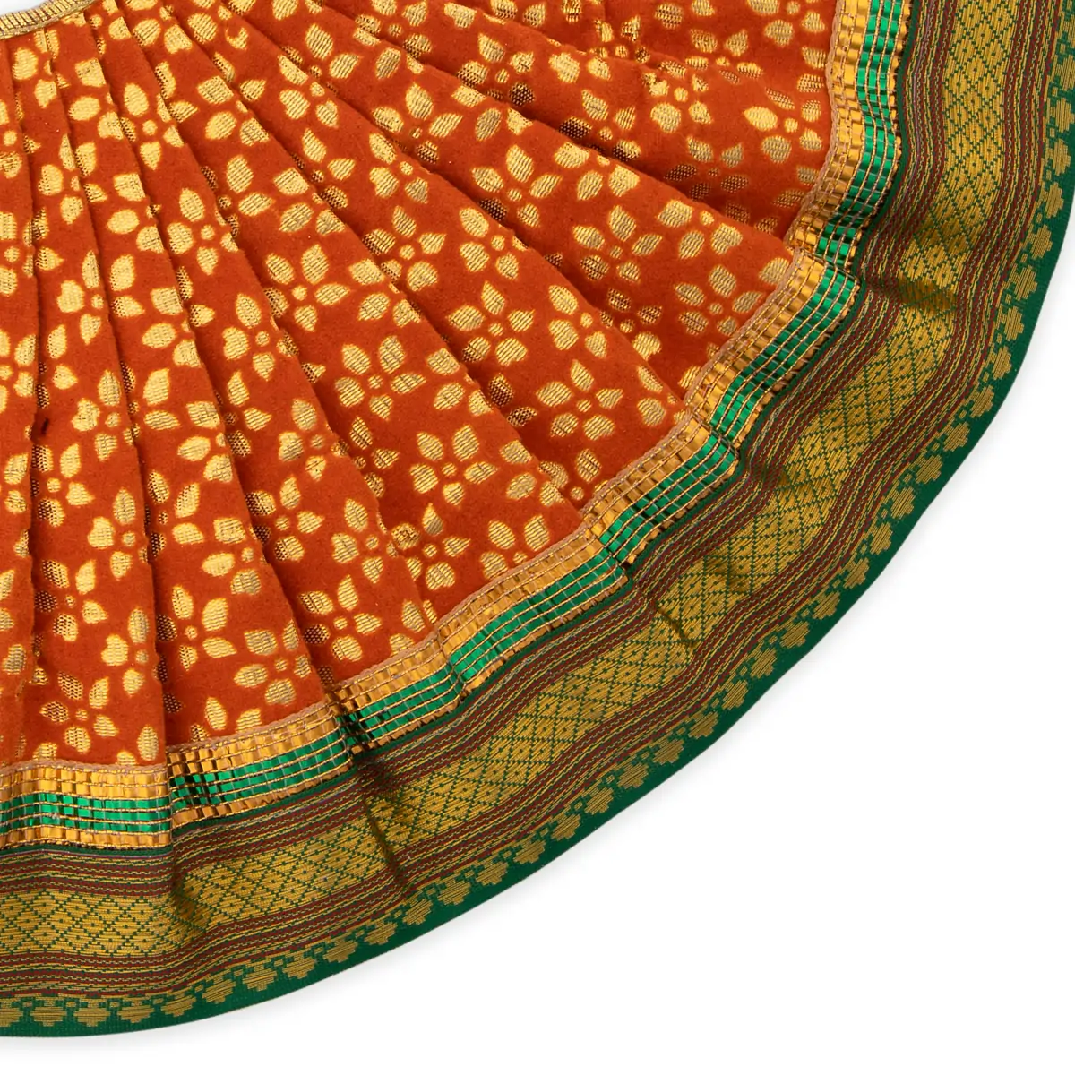 Devi Vastra - 8 Inches | Satin with Jari Border Lehenga Patka/ Mata Dress for Deity/ Assorted Colour - Image 5