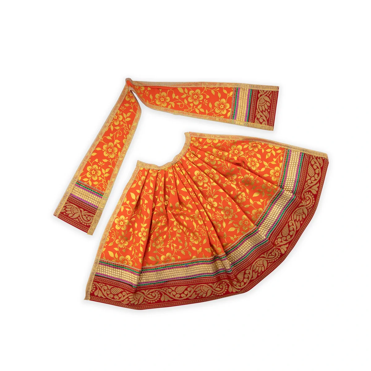 Devi Vastra - 8 Inches | Satin with Jari Border Lehenga Patka/ Mata Dress for Deity/ Assorted Colour - Image 7