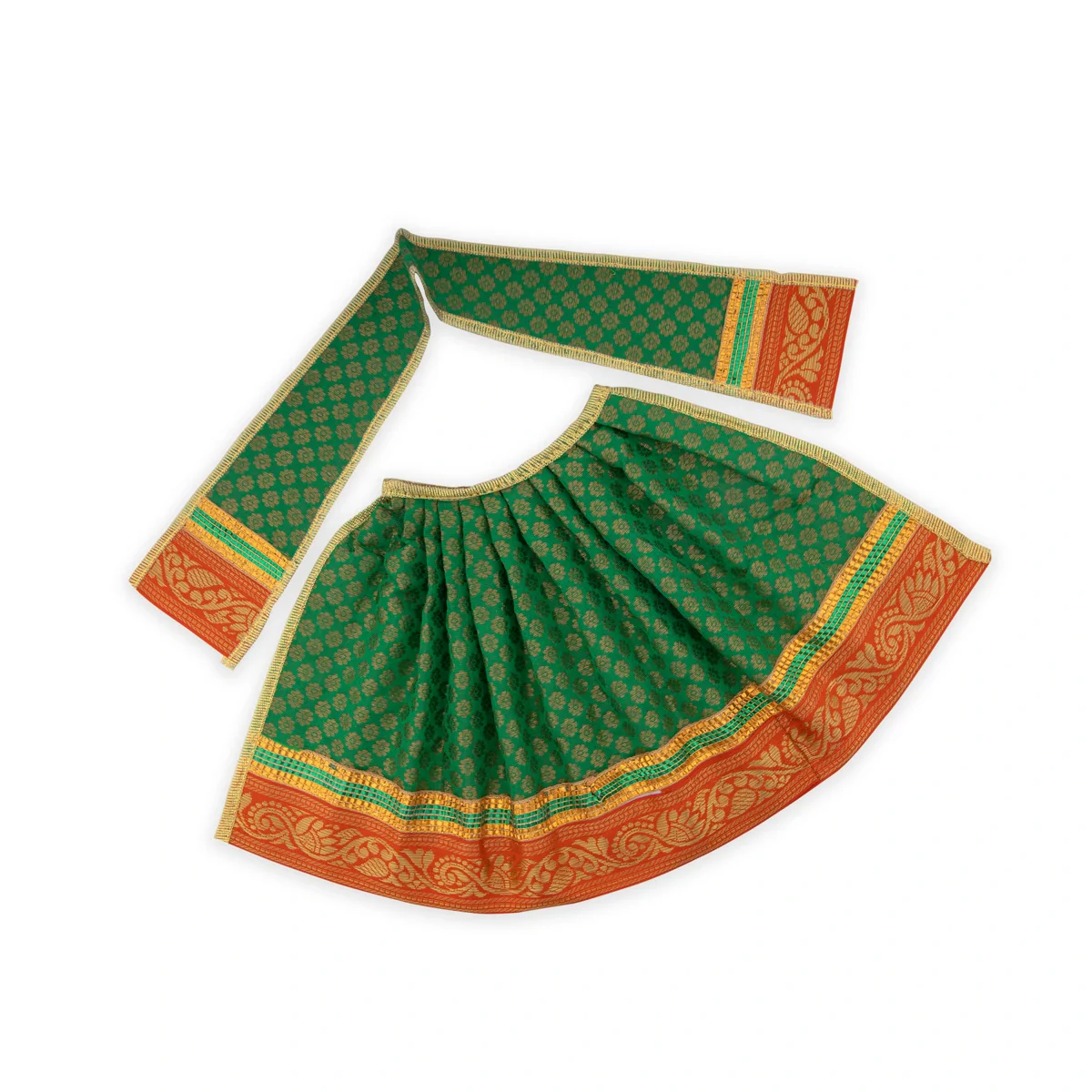 Devi Vastra - 8 Inches | Satin with Jari Border Lehenga Patka/ Mata Dress for Deity/ Assorted Colour - Image 9
