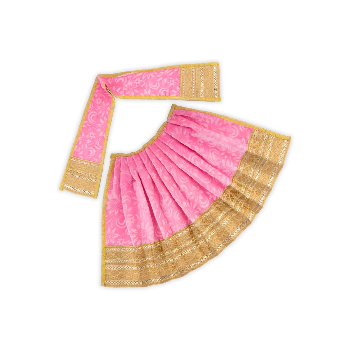 Amman Pavadai - 8 x 14 Inches | Velvet with Jari Border Lehenga Patka/ Mata Dress for Deity - Image 2