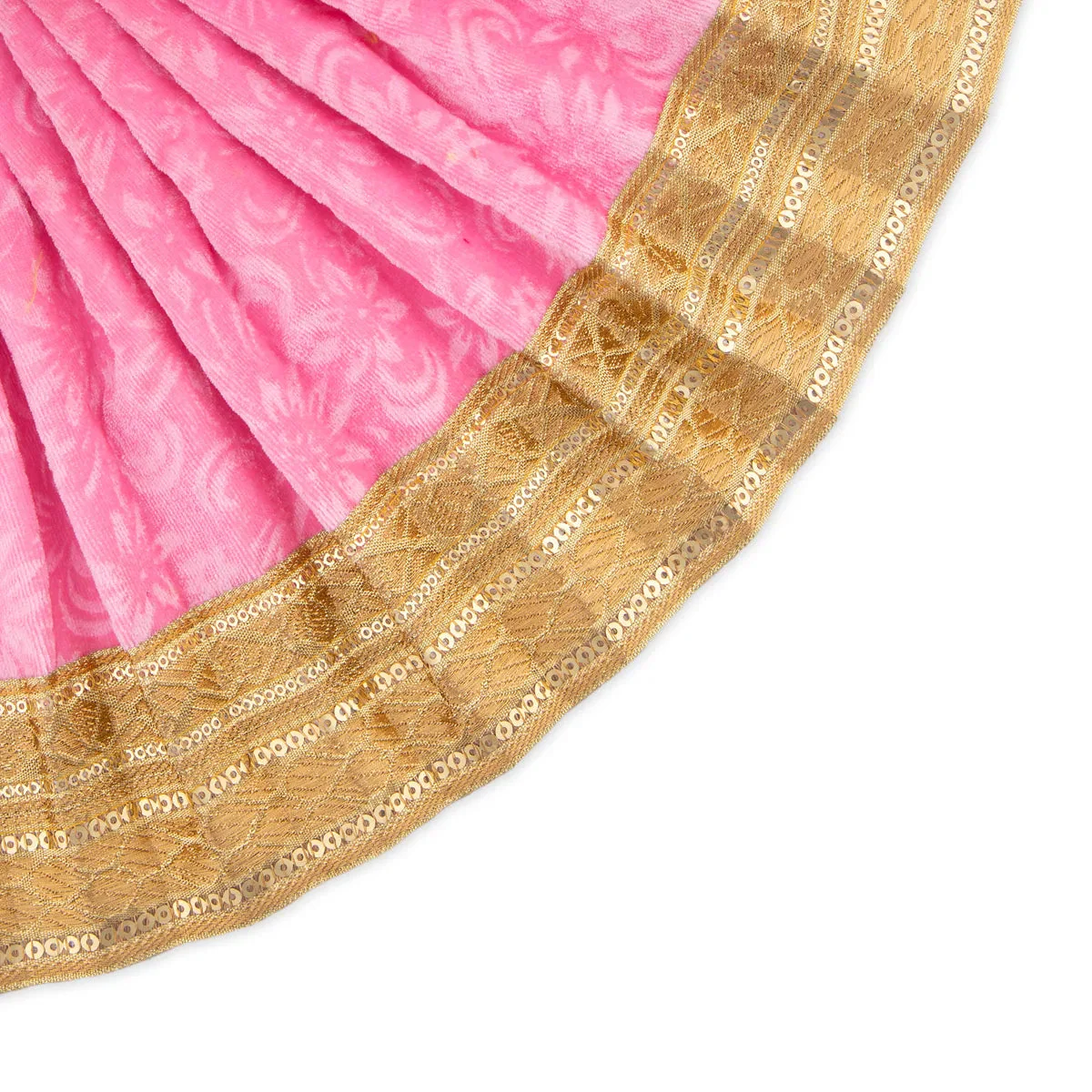 Amman Pavadai - 8 x 14 Inches | Velvet with Jari Border Lehenga Patka/ Mata Dress for Deity - Image 3