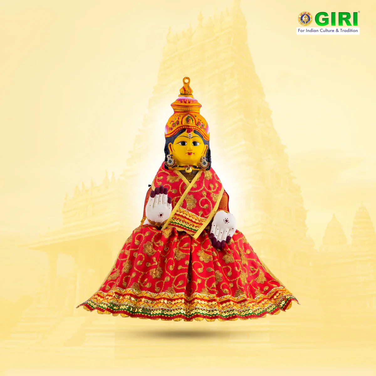 Amman Pavadai - 9 Inches | Mata Dress/ Devi Dress for Deity - Image 12