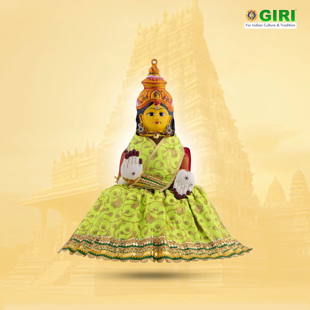 Amman Pavadai - 9 Inches | Mata Dress/ Devi Dress for Deity - Image 15