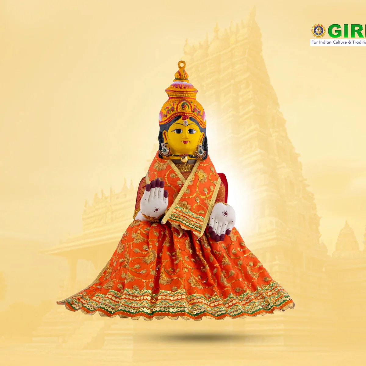 Amman Pavadai - 9 Inches | Mata Dress/ Devi Dress for Deity - Image 3