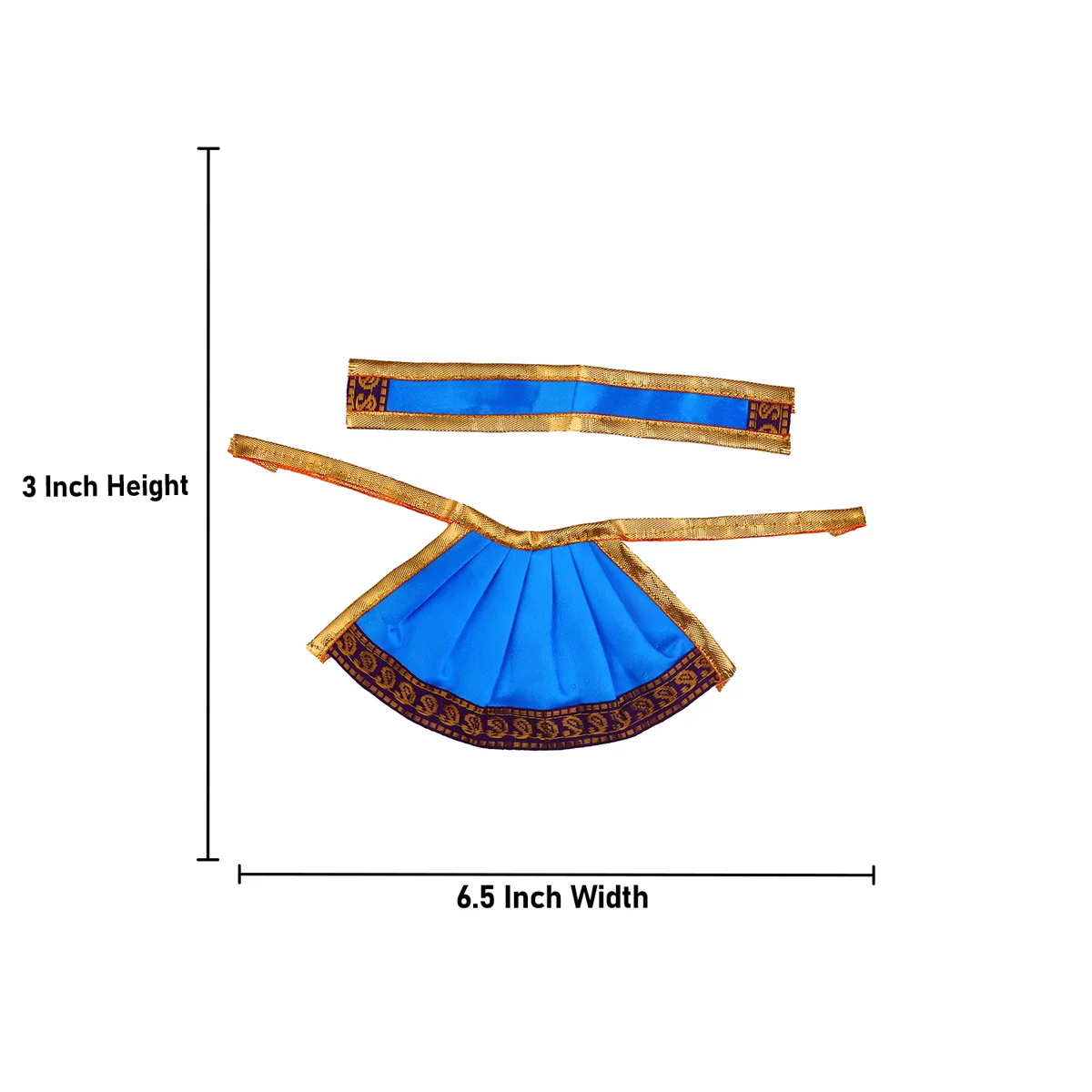 Devi Dress - 3 Inches | Satin Apoorva Mata Dress/ Jari Border Devi Vastra for Deity/ Assorted Colour - Image 2