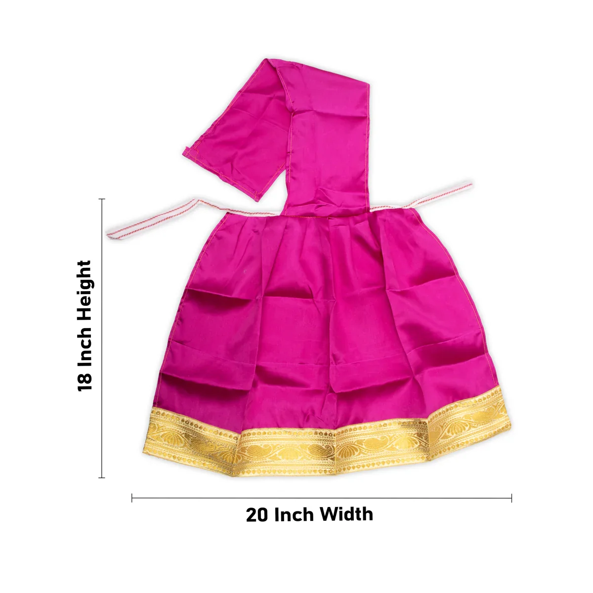 Amman Pavadai Thavani - 18 Inches | Satin with Jari Border/ Devi Dress for Deity/ Assorted Colour - Image 11