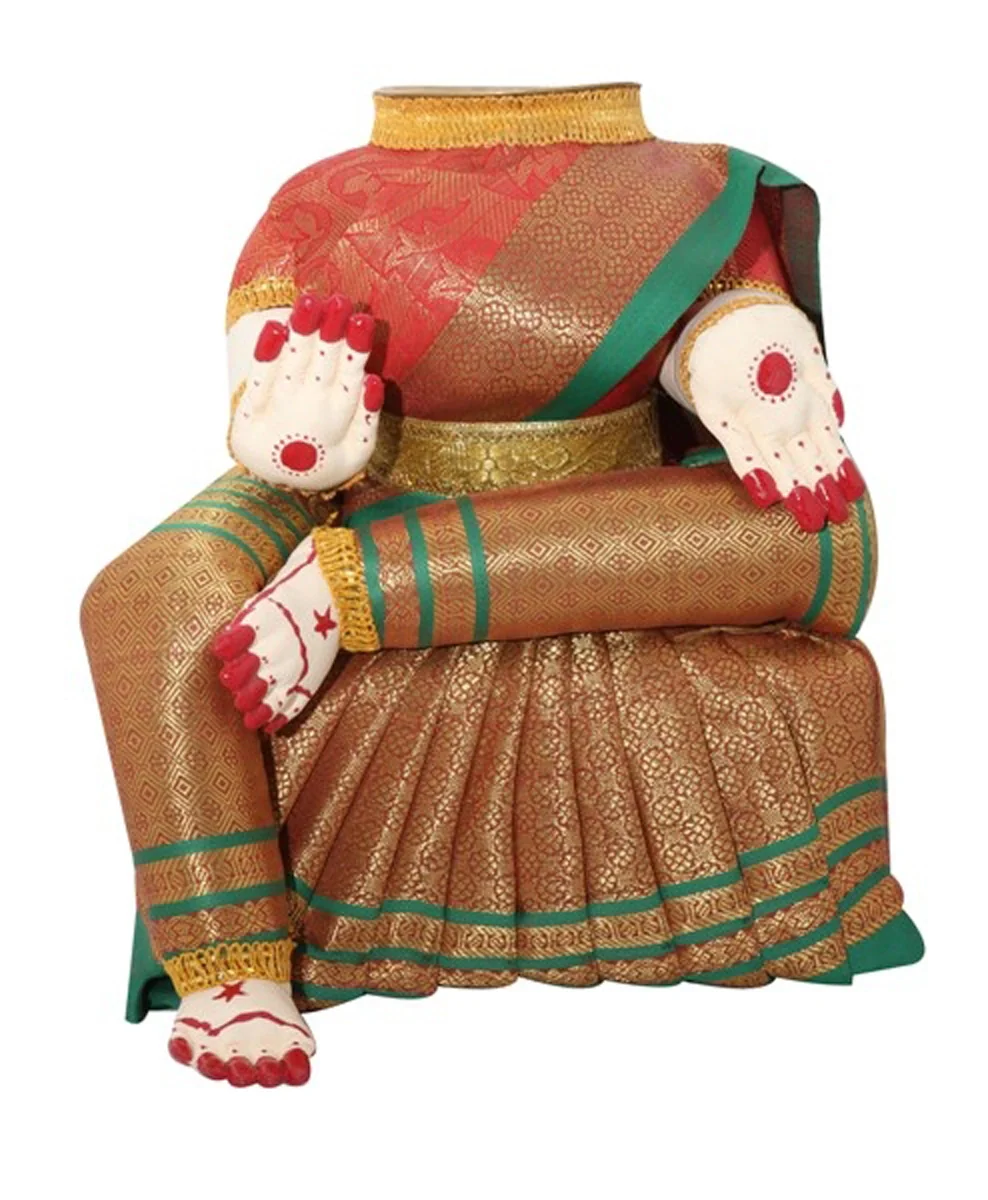 Amman Stand - 10 x 8 Inches | Varalakshmi Decor/ Wooden Ammavari Idol without Face for Deity Decor - Image 11