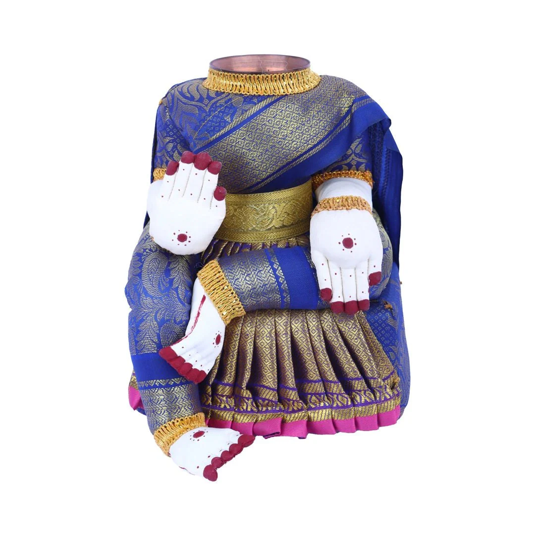 Amman Stand - 10 x 8 Inches | Varalakshmi Decor/ Wooden Ammavari Idol without Face for Deity Decor - Image 2