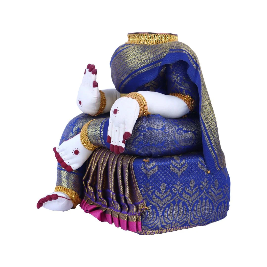Amman Stand - 10 x 8 Inches | Varalakshmi Decor/ Wooden Ammavari Idol without Face for Deity Decor - Image 5