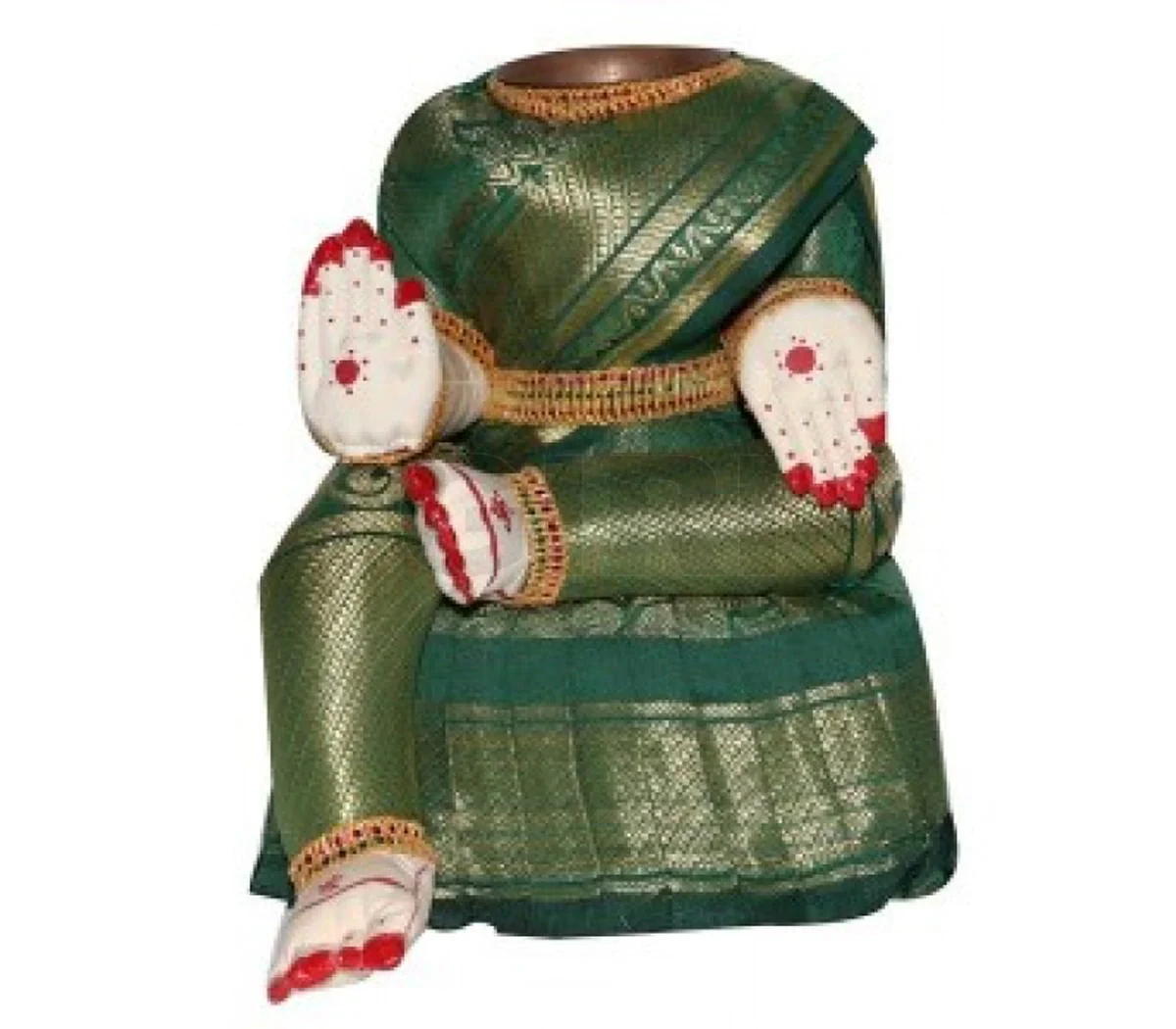 Amman Stand - 10 x 8 Inches | Varalakshmi Decor/ Wooden Ammavari Idol without Face for Deity Decor - Image 9