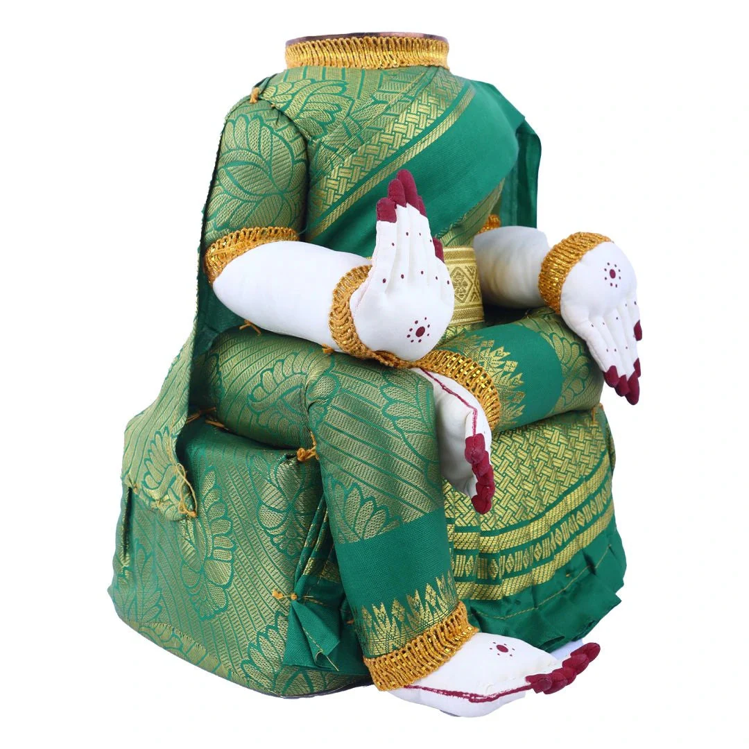 Amman Stand - 12 x 9 Inches | Varalakshmi Decor/ Wooden Ammavari Idol without Face for Deity Decor - Image 10