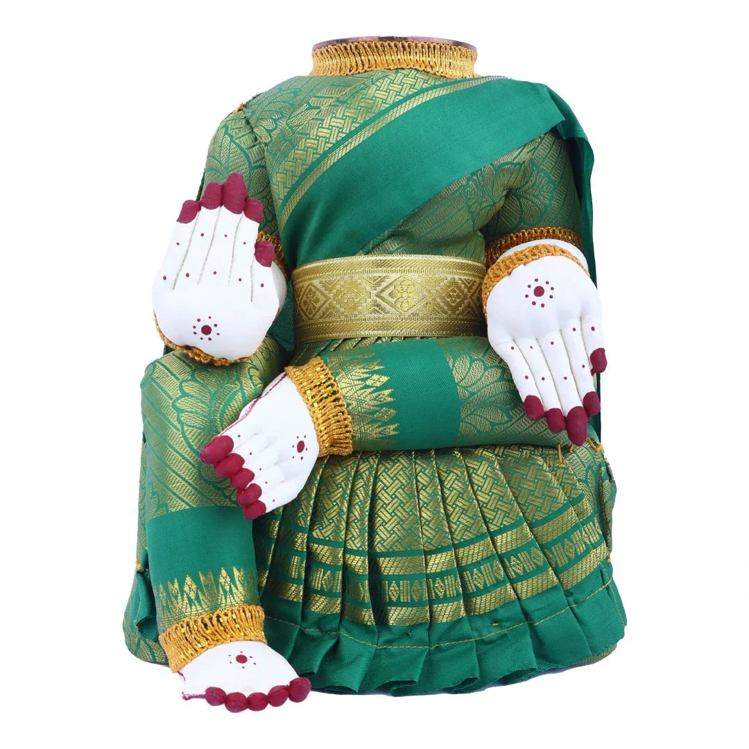 Amman Stand - 12 x 9 Inches | Varalakshmi Decor/ Wooden Ammavari Idol without Face for Deity Decor - Image 5