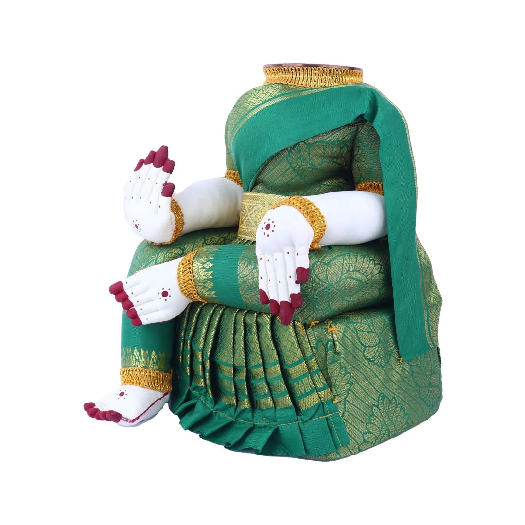 Amman Stand - 12 x 9 Inches | Varalakshmi Decor/ Wooden Ammavari Idol without Face for Deity Decor - Image 9