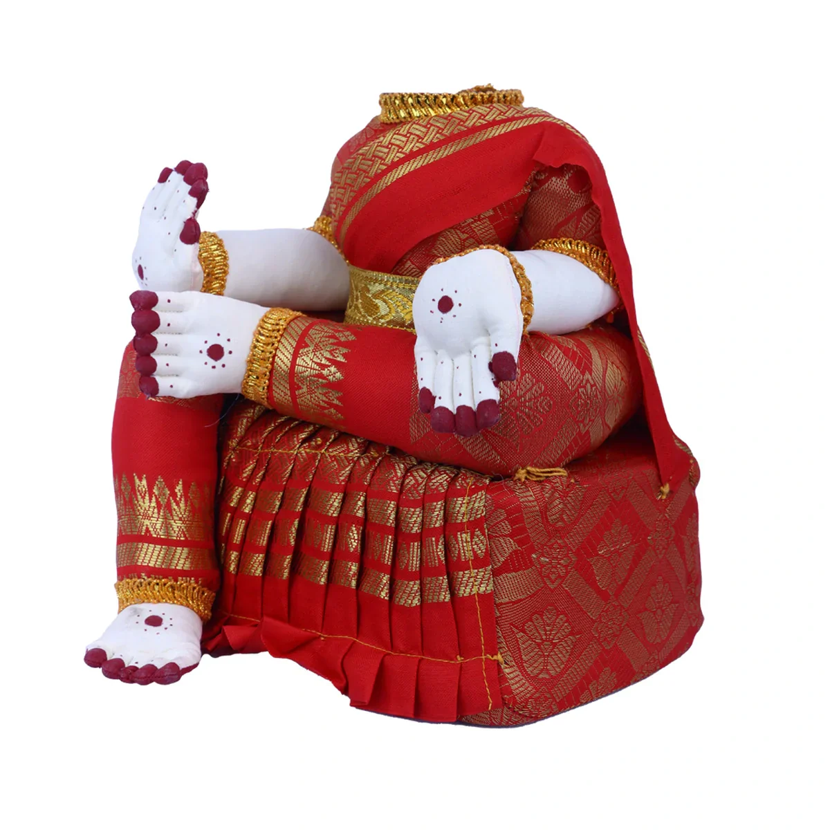 Amman Stand - 9 x 5 Inches | Varalakshmi Decor/ Wooden Ammavari Idol without Face for Deity Decor - Image 3