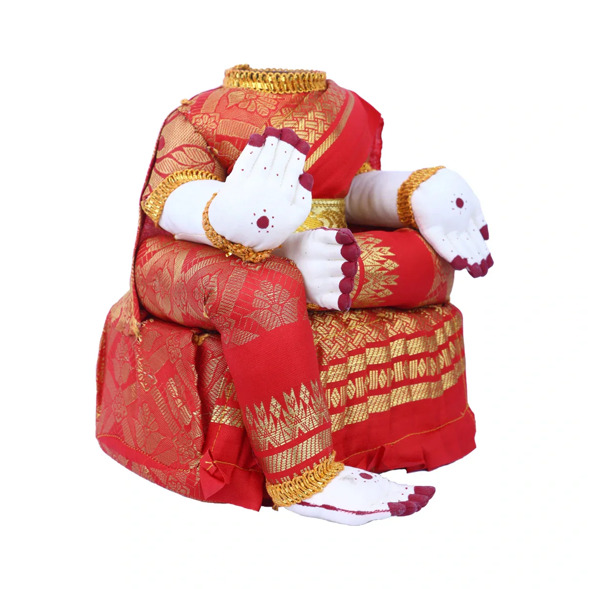 Amman Stand - 9 x 5 Inches | Varalakshmi Decor/ Wooden Ammavari Idol without Face for Deity Decor - Image 7