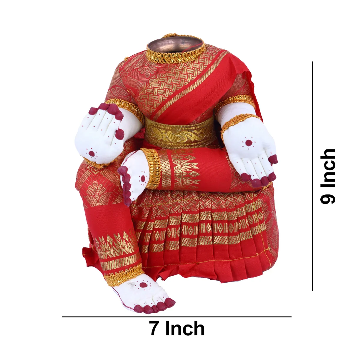 Amman Stand - 9 x 5 Inches | Varalakshmi Decor/ Wooden Ammavari Idol without Face for Deity Decor - Image 8