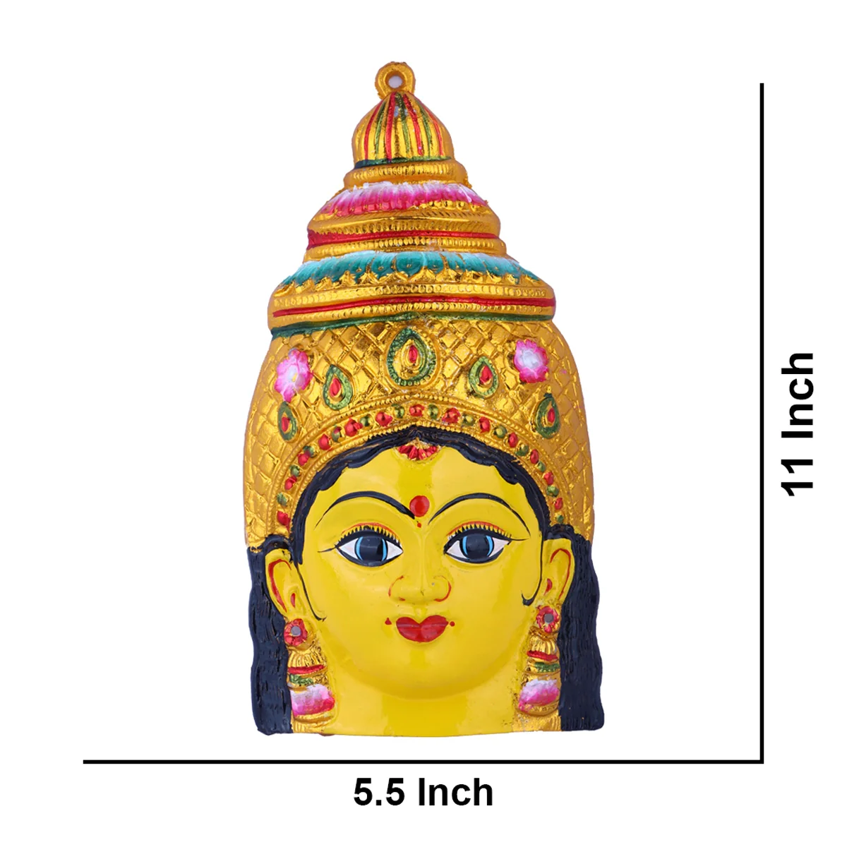 Ammavari Face - 11 x 5.5 Inches | Vara Lakshmi Face/ Yellow Laxmi Devi Face for Deity/ 390 Gms Approx - Image 4