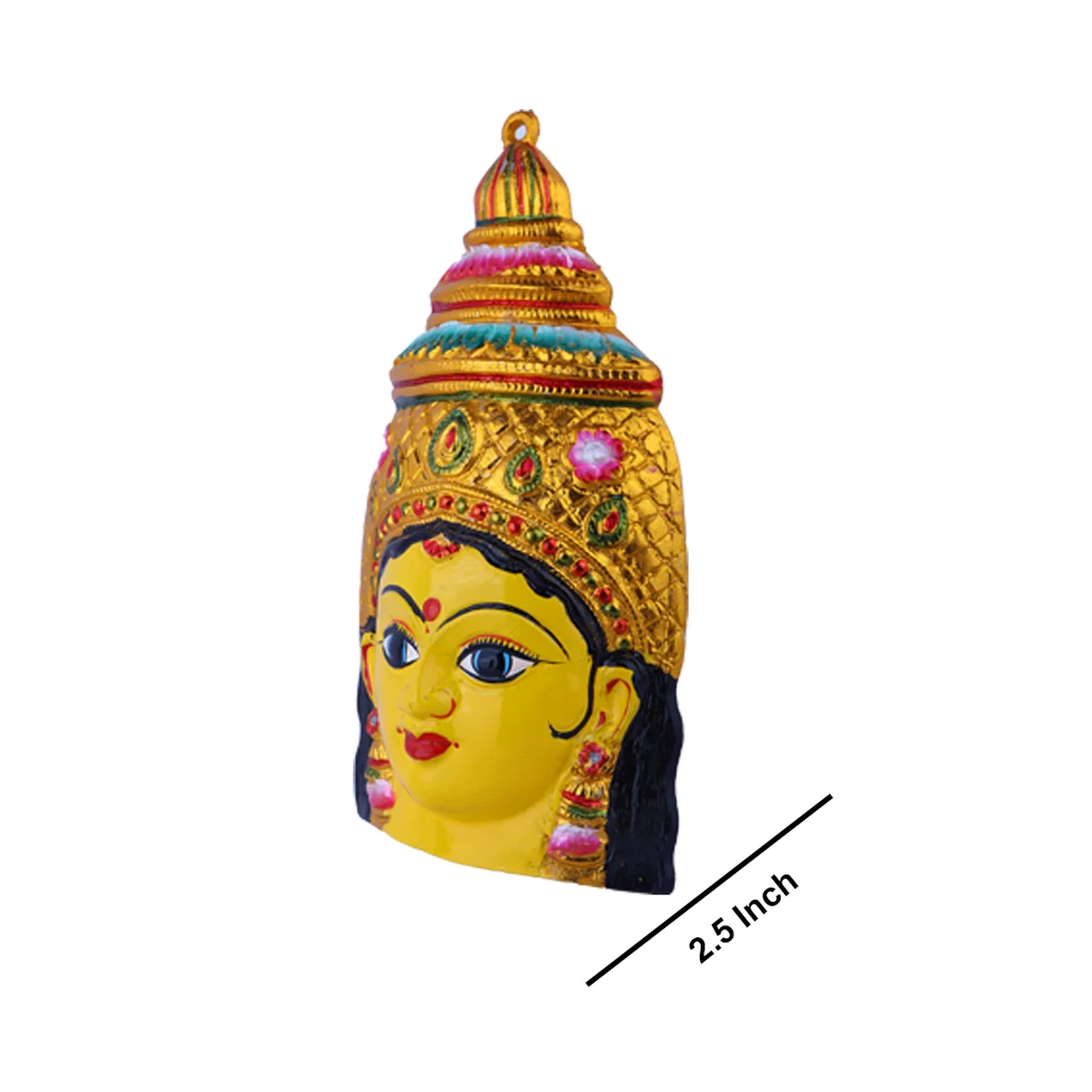 Ammavari Face - 11 x 5.5 Inches | Vara Lakshmi Face/ Yellow Laxmi Devi Face for Deity/ 390 Gms Approx - Image 5