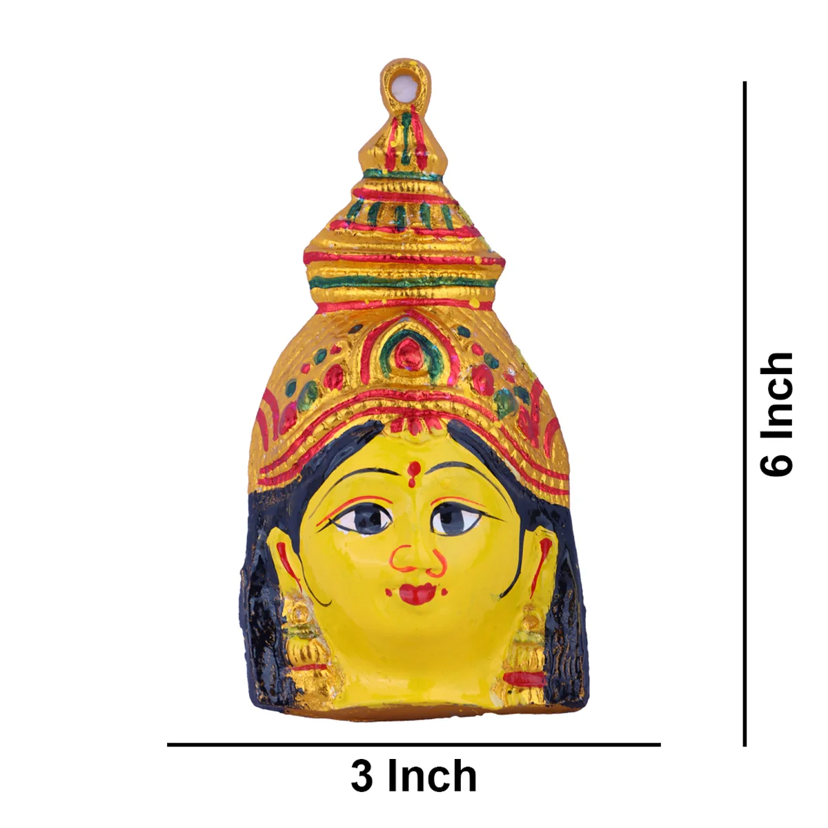 Ammavari Face - 6 x 3 Inches | Zinc Vara Lakshmi Face/ Yellow Amman Mugam for Deity/ 70 Gms Approx - Image 4