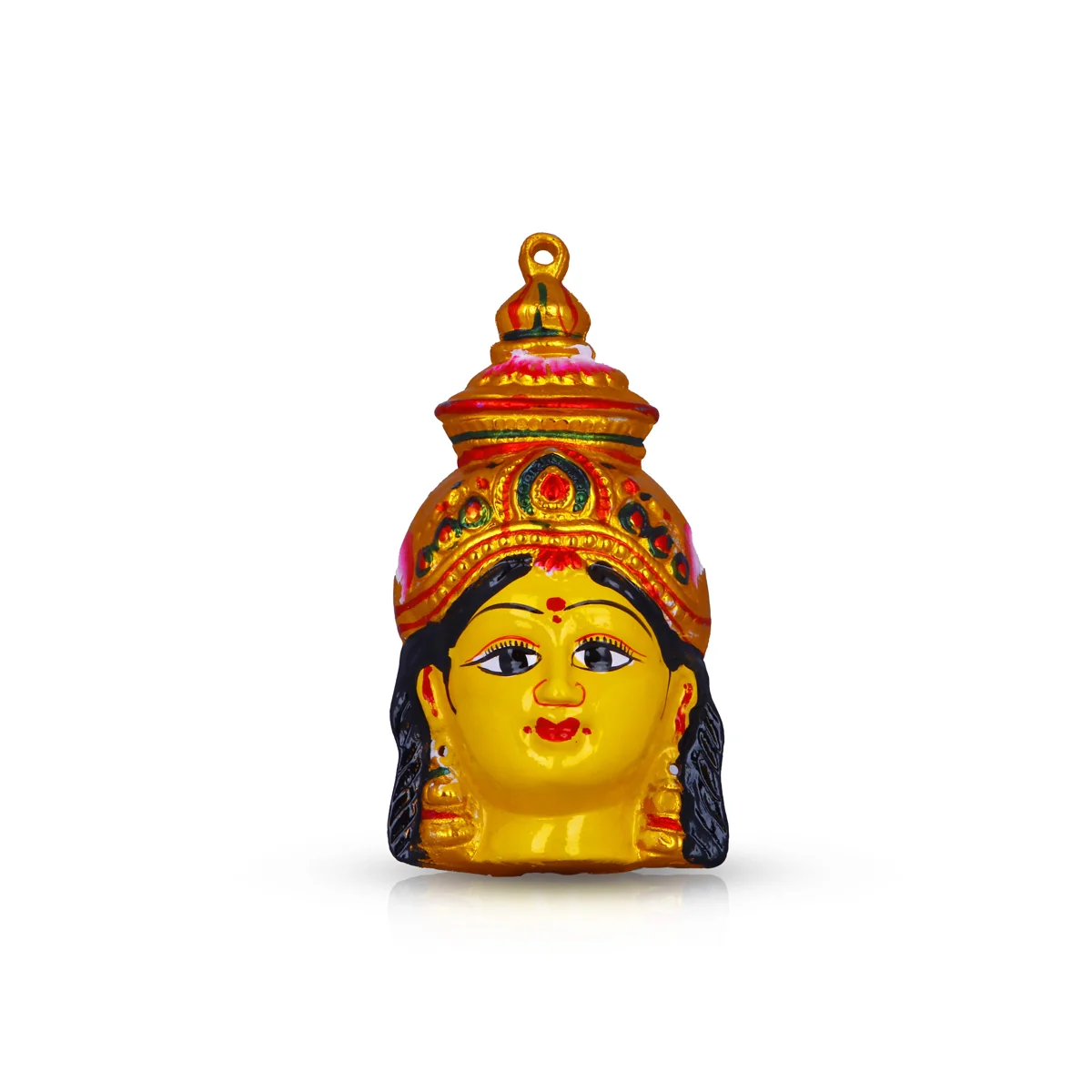 Ammavari Face - 8 x 4 Inches | Vara Lakshmi Face/ Yellow Laxmi Devi Face for Deity/ 140 Gms Approx