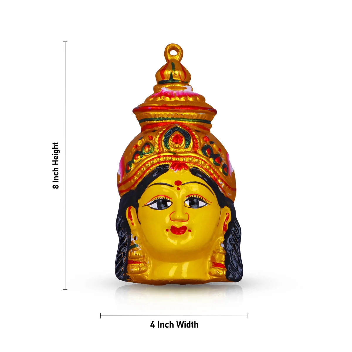 Ammavari Face - 8 x 4 Inches | Vara Lakshmi Face/ Yellow Laxmi Devi Face for Deity/ 140 Gms Approx - Image 2