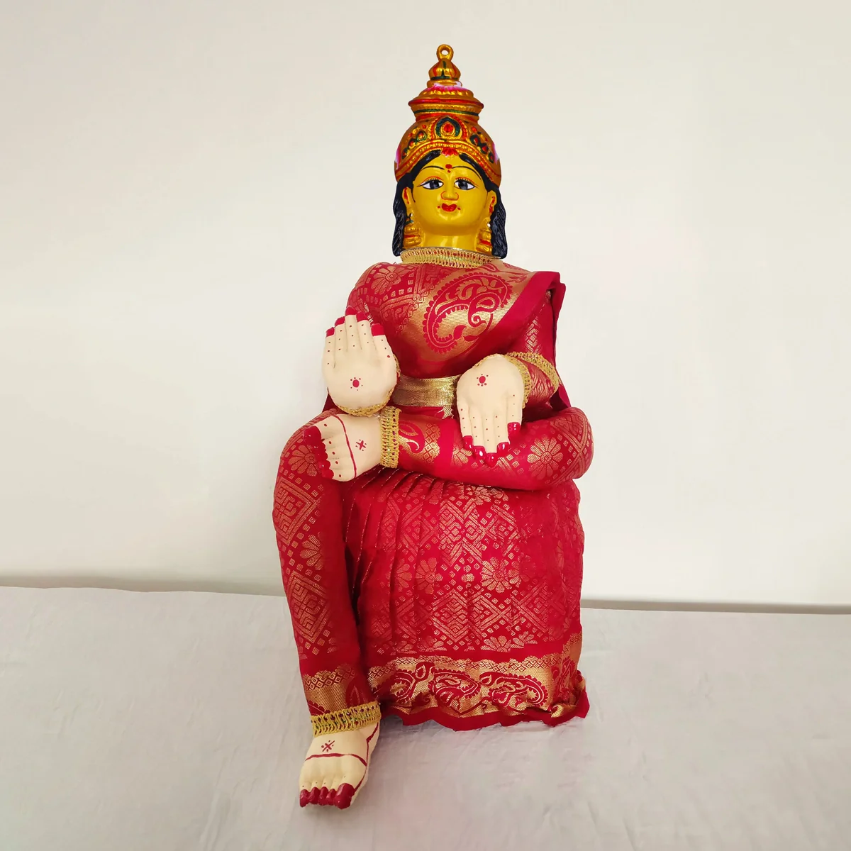 Ammavari Face - 8 x 4 Inches | Vara Lakshmi Face/ Yellow Laxmi Devi Face for Deity/ 140 Gms Approx - Image 3