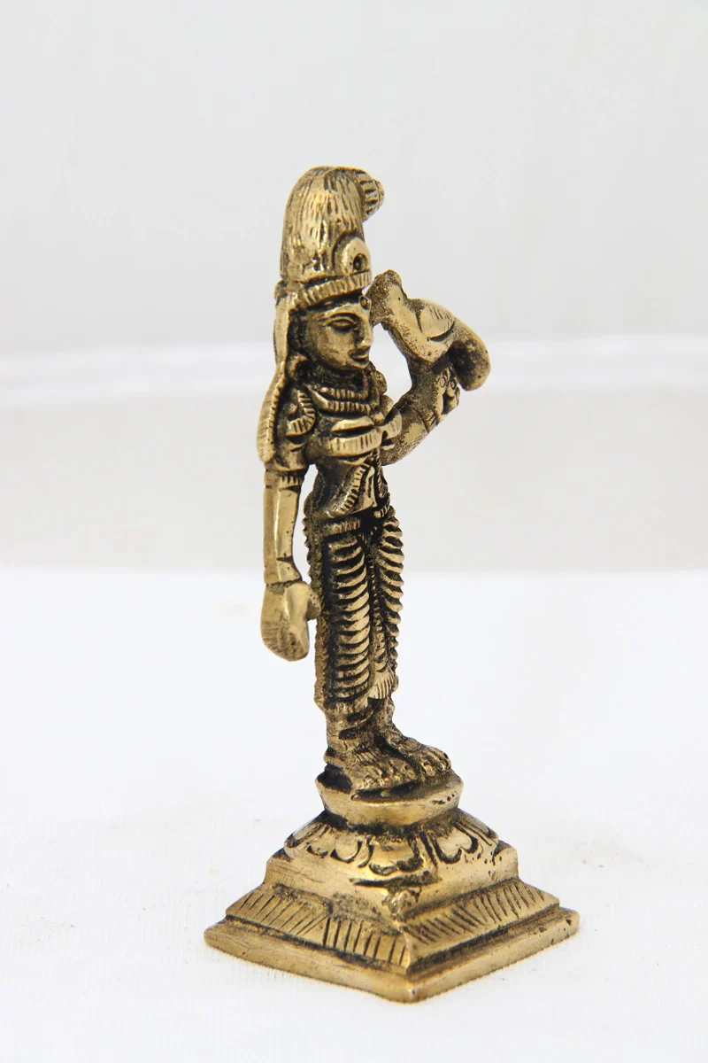 Andal Idol - 3.5 x 1.25 Inches | Antique Brass Statue/ Goda Devi Statue for Pooja/ 120 Gms Approx - Image 2