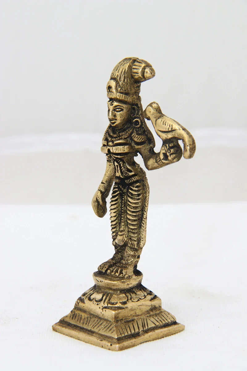 Andal Idol - 3.5 x 1.25 Inches | Antique Brass Statue/ Goda Devi Statue for Pooja/ 120 Gms Approx - Image 4