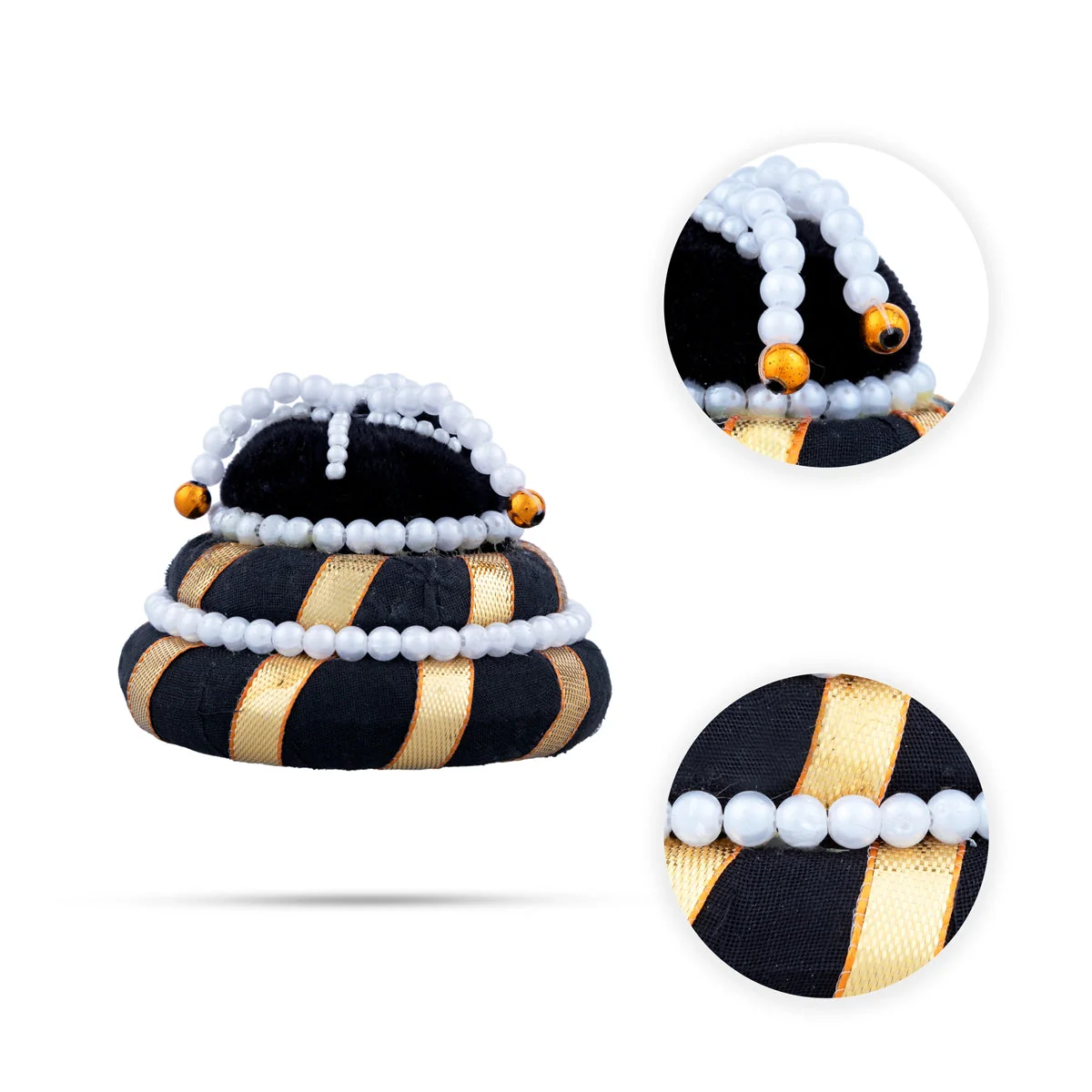 Moti Beads Andal Kondai - 2.75 Inches | Ring Design Hair Decoration/ Hair Accessories For Deity Decor - Image 3
