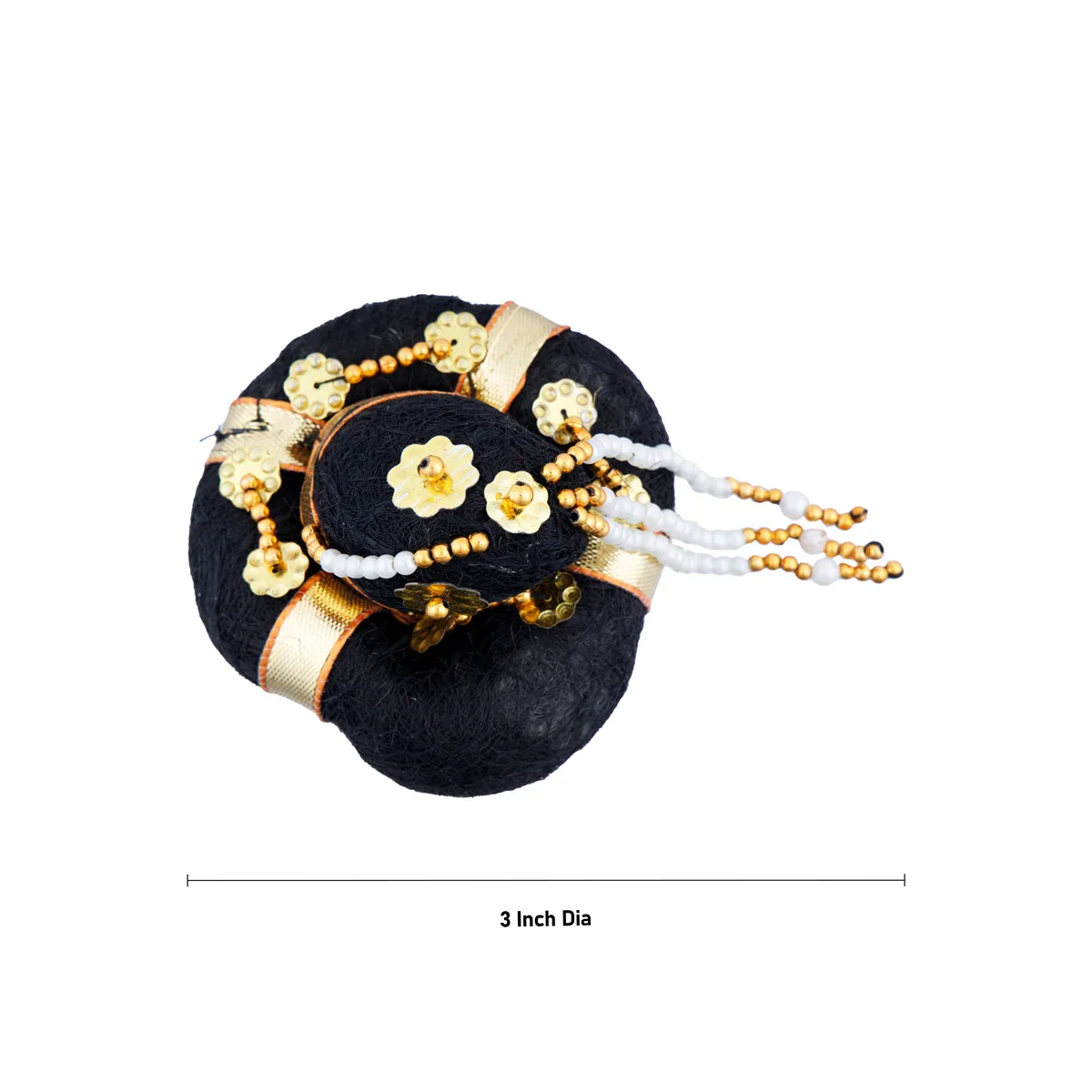 Andal Kondai - 3 Inches | Moti Beads Andal Kondai/ Hair Bun/ Hair Accessory for Deity - Image 3