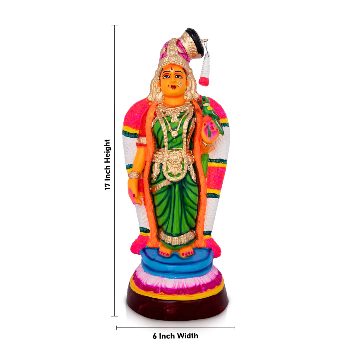 Andal Paper Mache Golu Bommai - 17 x 6 Inches | Giri Golu Doll/ Navaratri Golu Bomma/Gombe/Bommai - Image 2