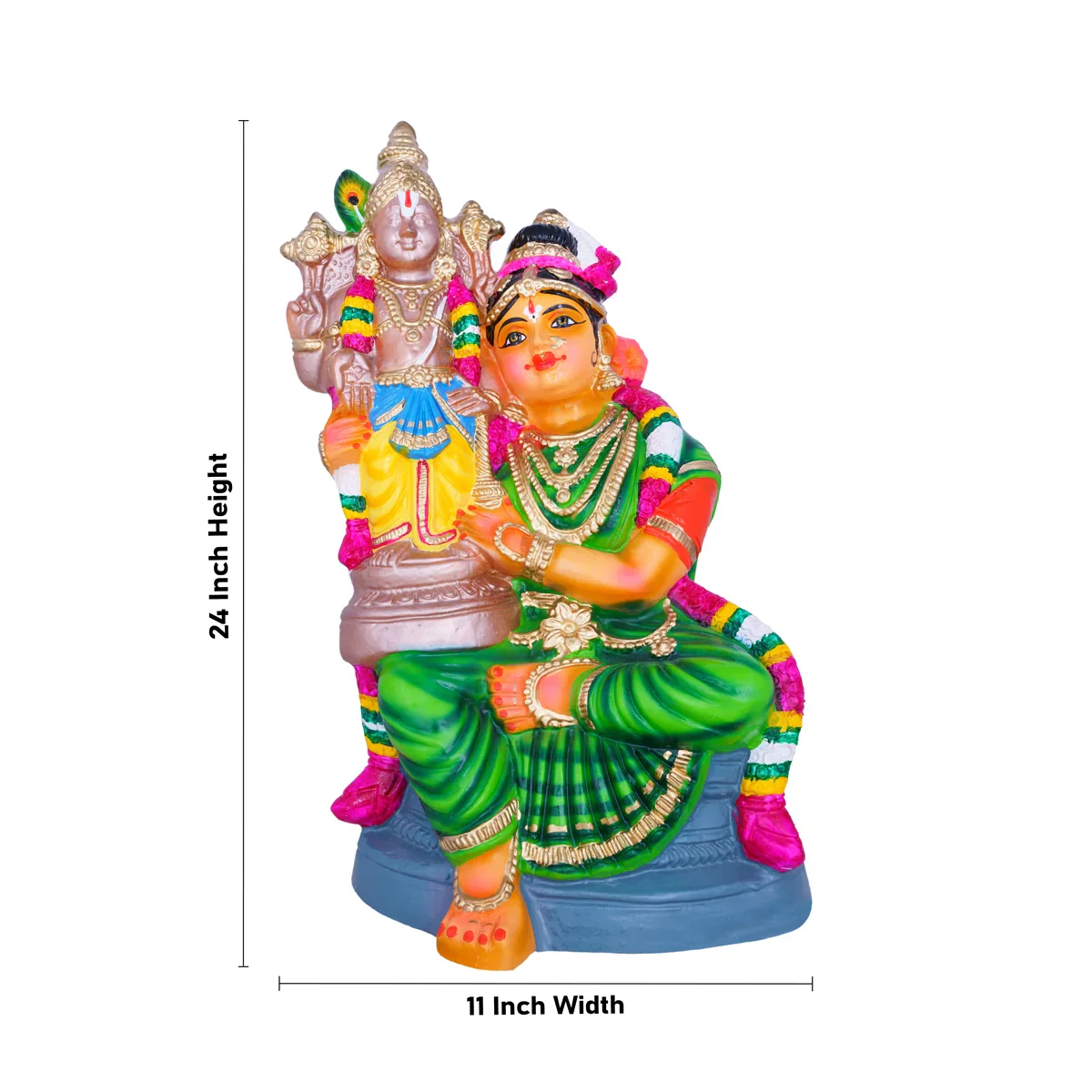 Andal Perumal Paper Mache Golu Bommai - 24 x 11 Inches | Giri Golu Doll/ Navaratri Golu Bomma/Gombe/Bommai - Image 5