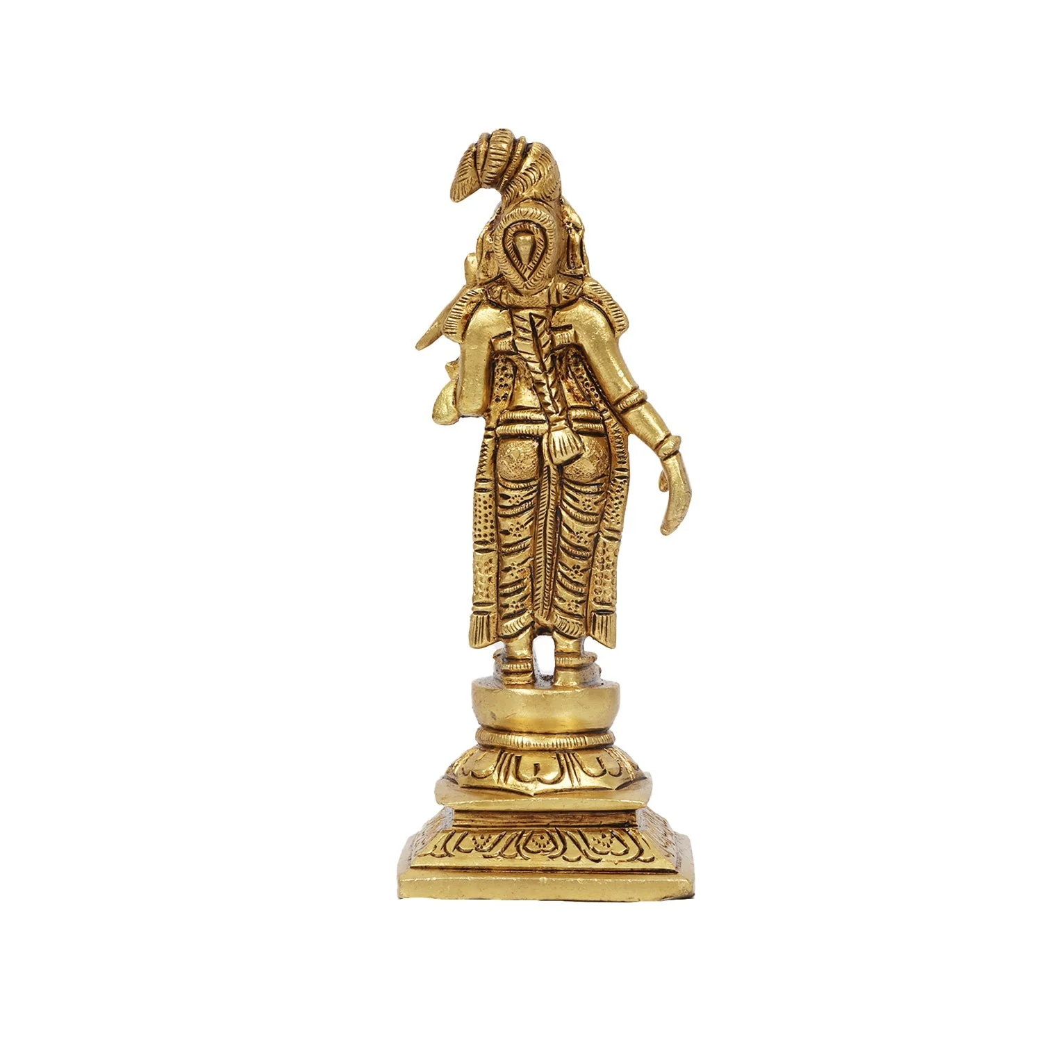 Andal Statue Standing On Base - 6 x 2.5 Inches | Antique Brass Idol/ Goda Devi/ Andal Idol for Pooja - Image 3