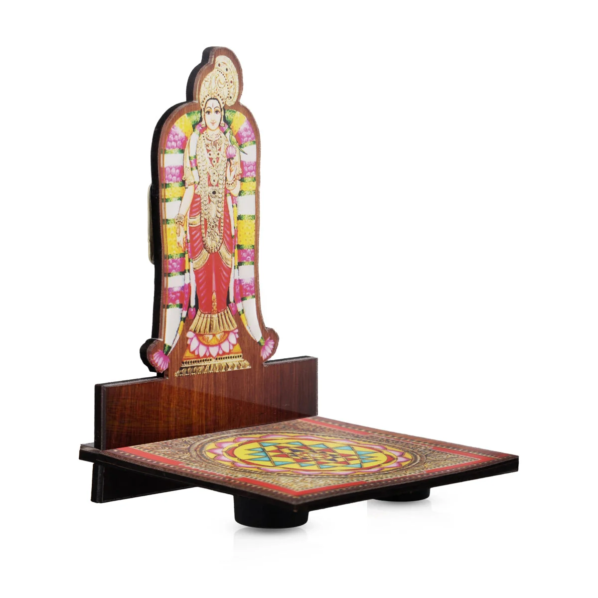 Sri Chakra Design Manai Palagai With Andal Photo Frame - 4 x 3 Inches | Deep Stand for Pooja - Image 2
