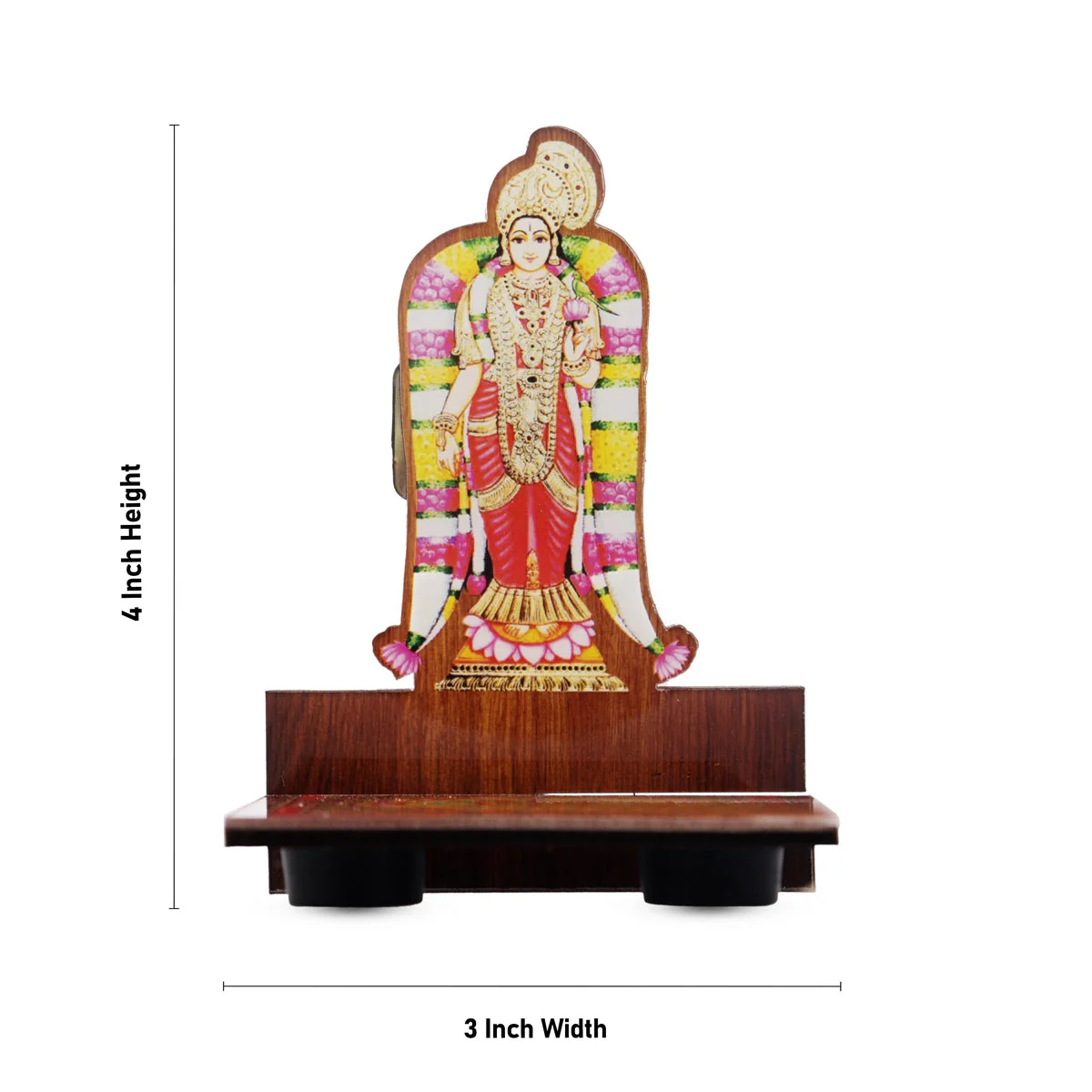 Sri Chakra Design Manai Palagai With Andal Photo Frame - 4 x 3 Inches | Deep Stand for Pooja - Image 3
