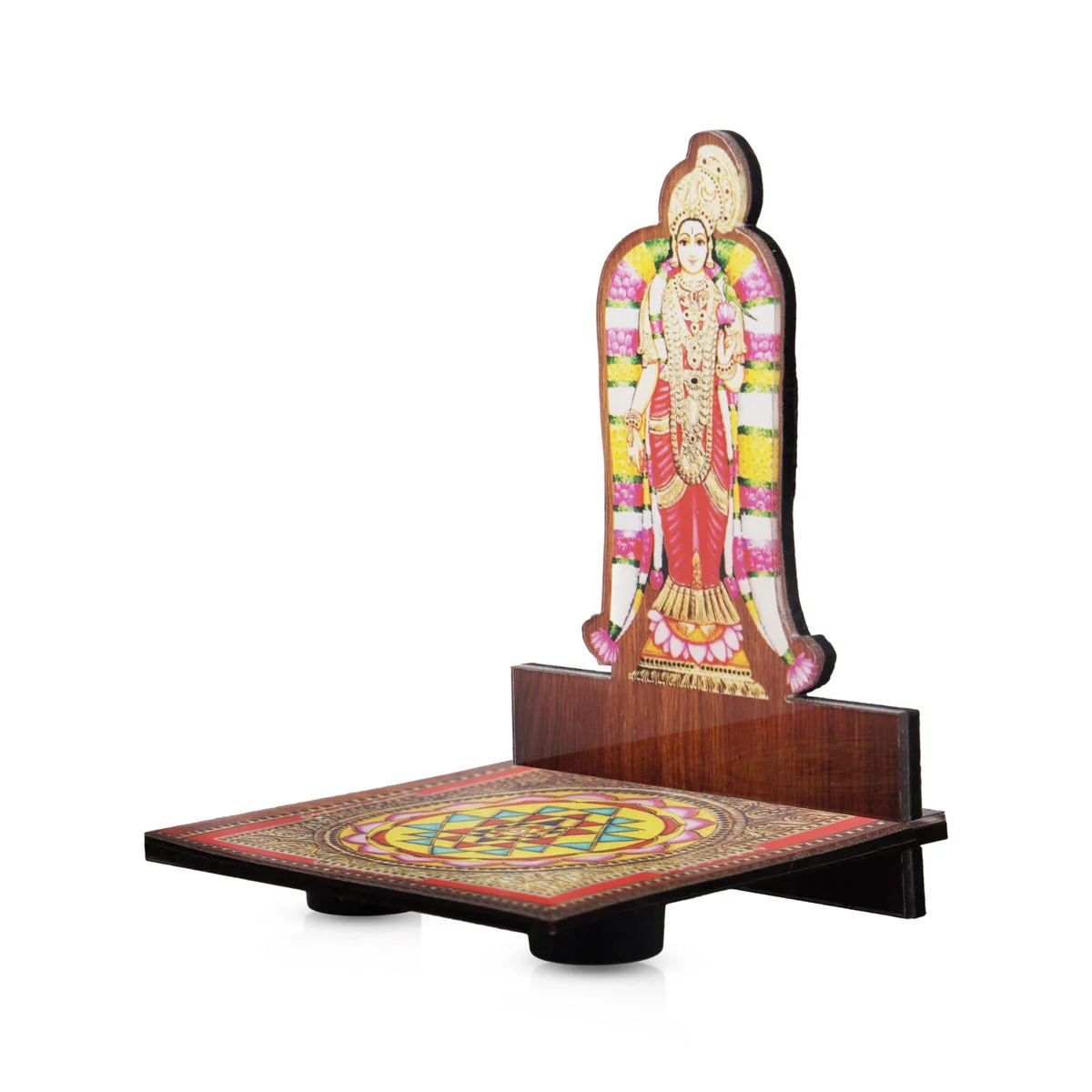 Sri Chakra Design Manai Palagai With Andal Photo Frame - 4 x 3 Inches | Deep Stand for Pooja - Image 4