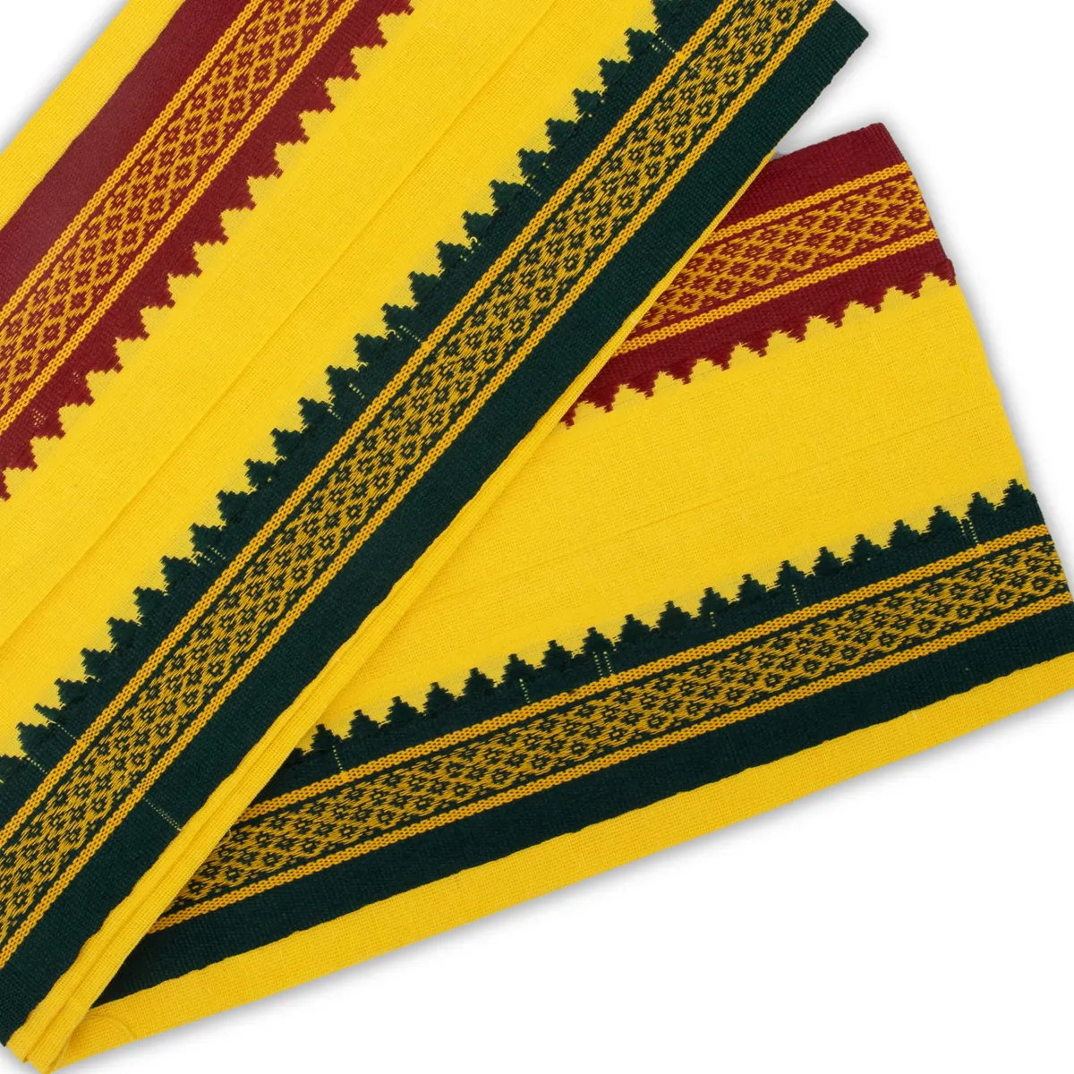 Angavastra - 35 x 70 Inches | Cotton Towel/ Kasavu Shawl/ Yellow Colour Uthriyam for Men - Image 2